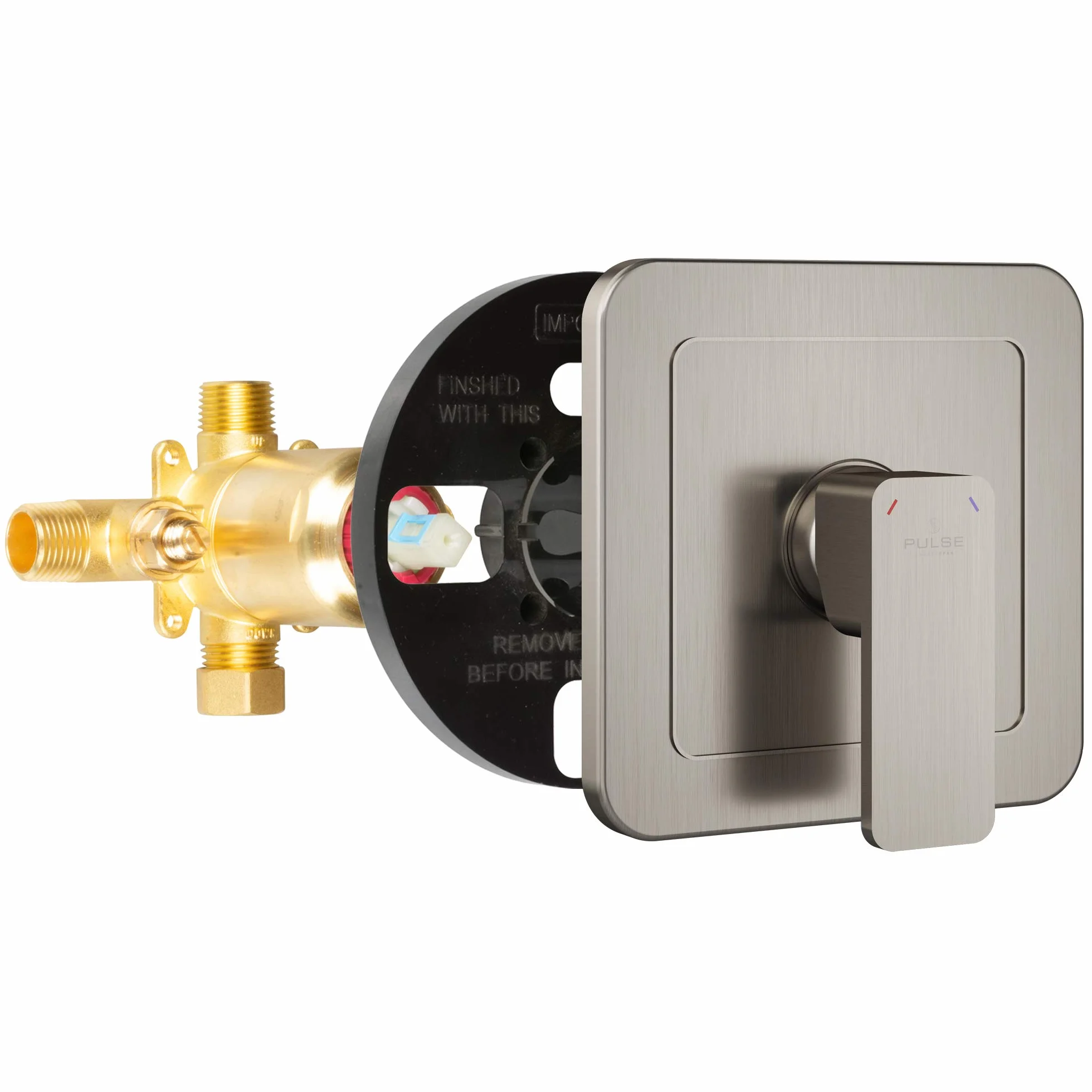 Prysznic pulsowy 3003-RIV-PB-BN Tru-Temp równowaga ciśnienia mieszania zestaw końcówek zaworów zgrubnych, kwadratowy, 1/2" NPT szczotkowany nikiel