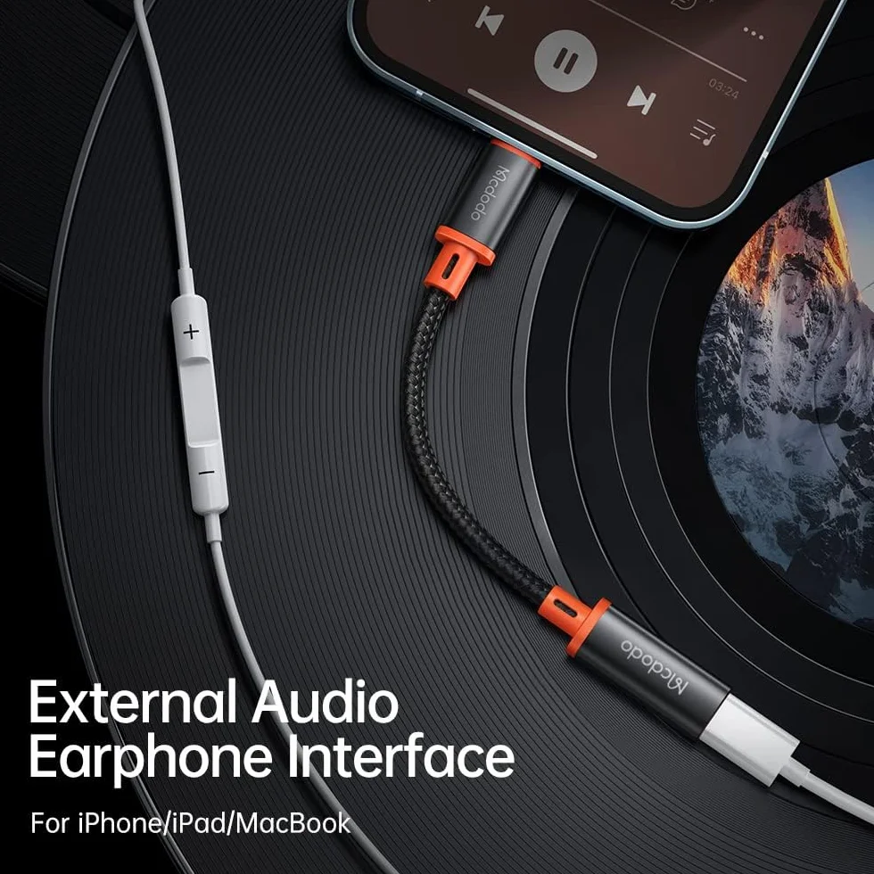 Mcdodo 4 w 1 adapter USB-C na Lightning OTG z ładowaniem audio, krótki do iPhone, iPad, AirPods