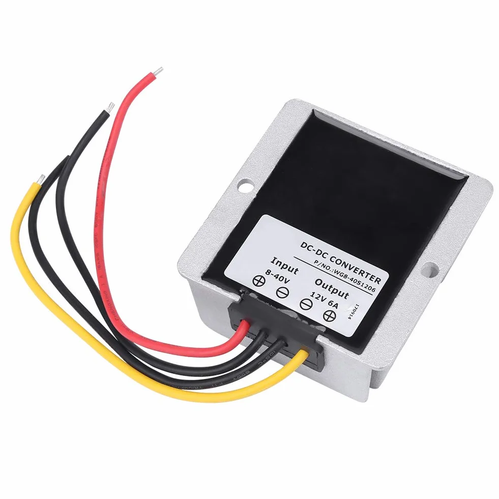 Przetwornica Napięcia DC DC8V ~ 40V do DC12V 6A 72W Auto Step UP Konwerter Obniżający Napięcie Regulator Napięcia Boost Moduł Wodoodporna Obudowa ze Stopu Aluminium
