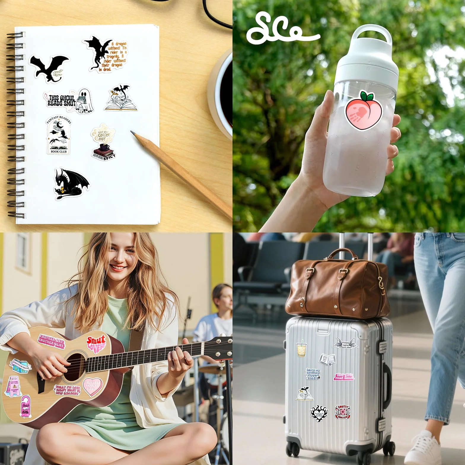 Aesthetic Bookish zestaw naklejek – 52 sztuki naklejek Kawaii na książki, laptopy, Kindle, notatniki, telefony komórkowe – wodoodporne naklejki dla dziewcząt i kobiet, pomysł na prezent dla miłośników