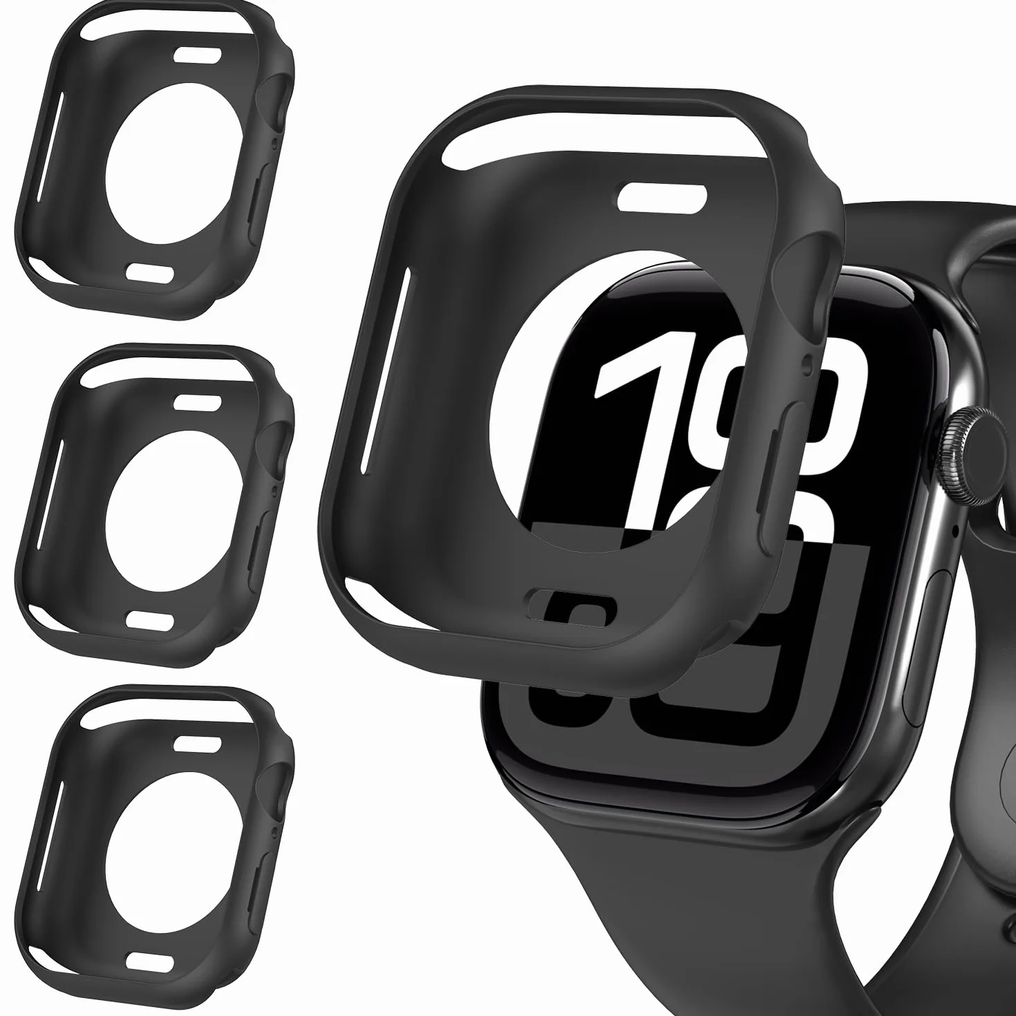 Ivoler 3-częściowy miękki futerał ochronny z TPU do zegarka Apple Watch Series 11/10 46 mm (bez folii ochronnej na ekran), ultracienki silikonowy futerał odporny na wstrząsy, czarny