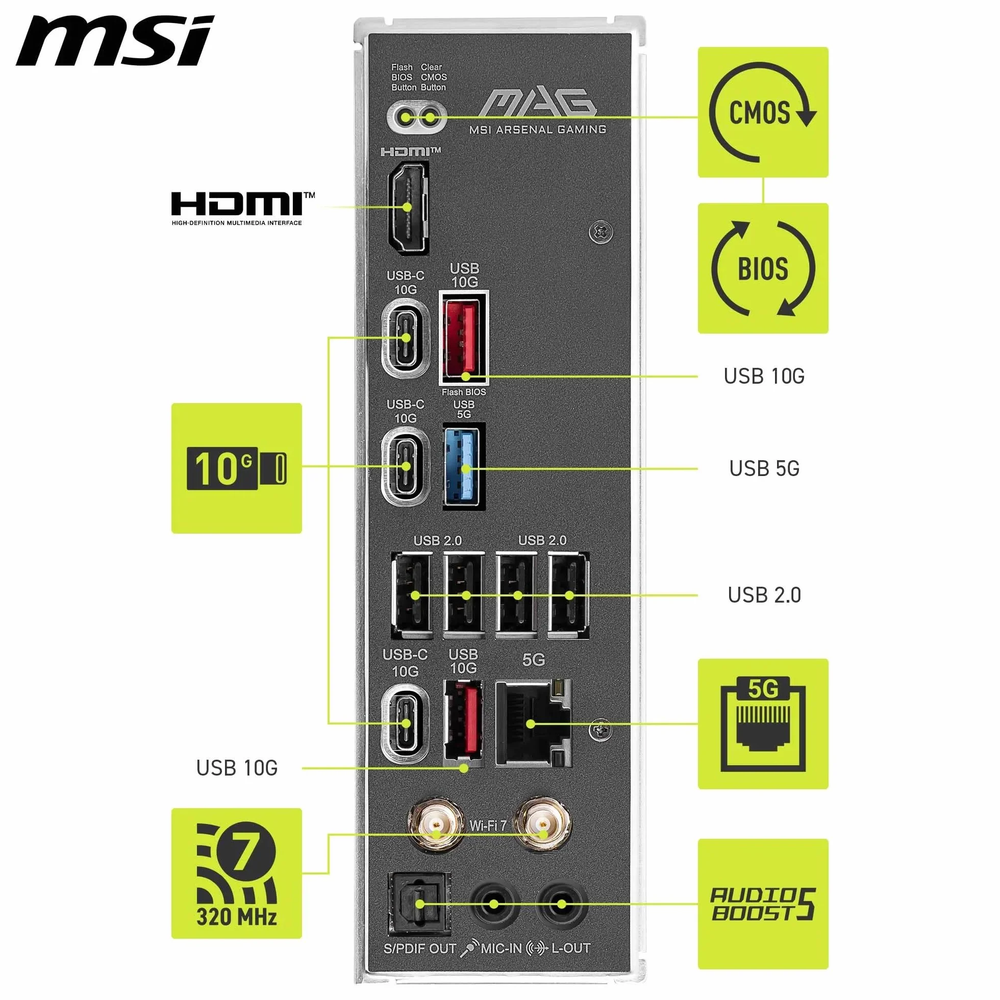 MSI MAG B850 TOMAHAWK MAX WIFI Płyta główna ATX AMD Ryzen 9000/8000/7000 AM5 DDR5 8400+ MT/s PCIe 5.0 M.2 Gen5 Wi-Fi 7 5G LAN