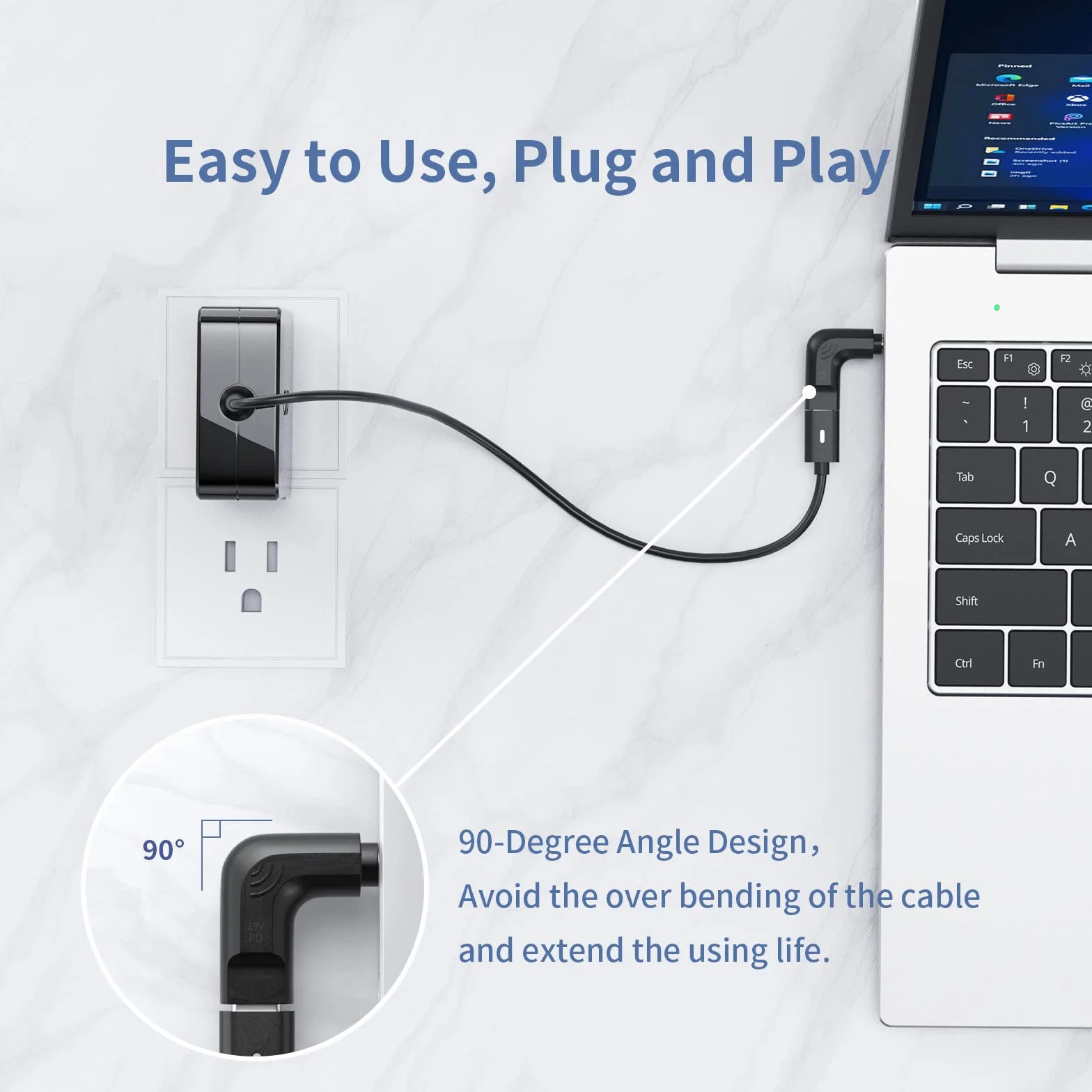 Adapter USB C na DC 7,4 x 5,0 mm, gniazdo PD USB C na DC Dell, kompatybilny z Dell Latitude Inspiron Chromebook Precision Vostro XPS