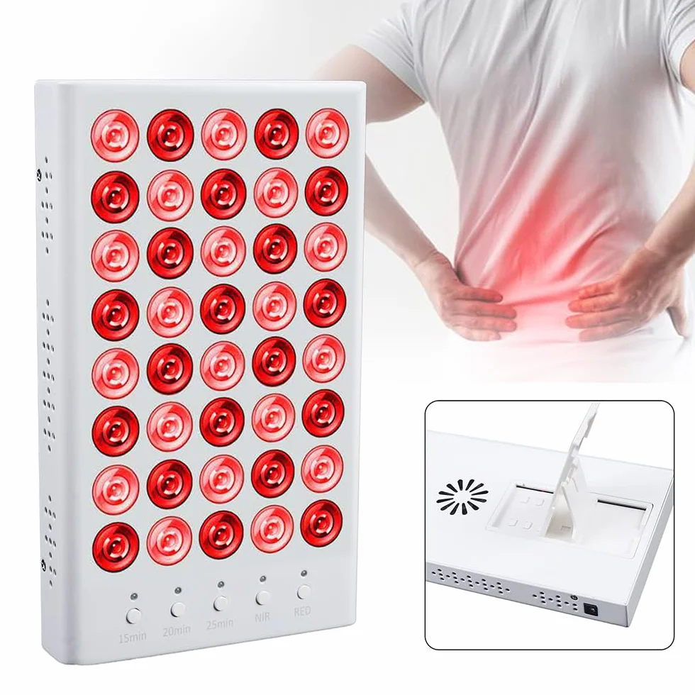 Panel lampy z czerwonym światłem, 200 W, do kliniki Anti-Aging 40 LED, lampa na podczerwień z uchwytem i podwójnym trybem do twarzy, szyi, ciała, mięśni, pleców