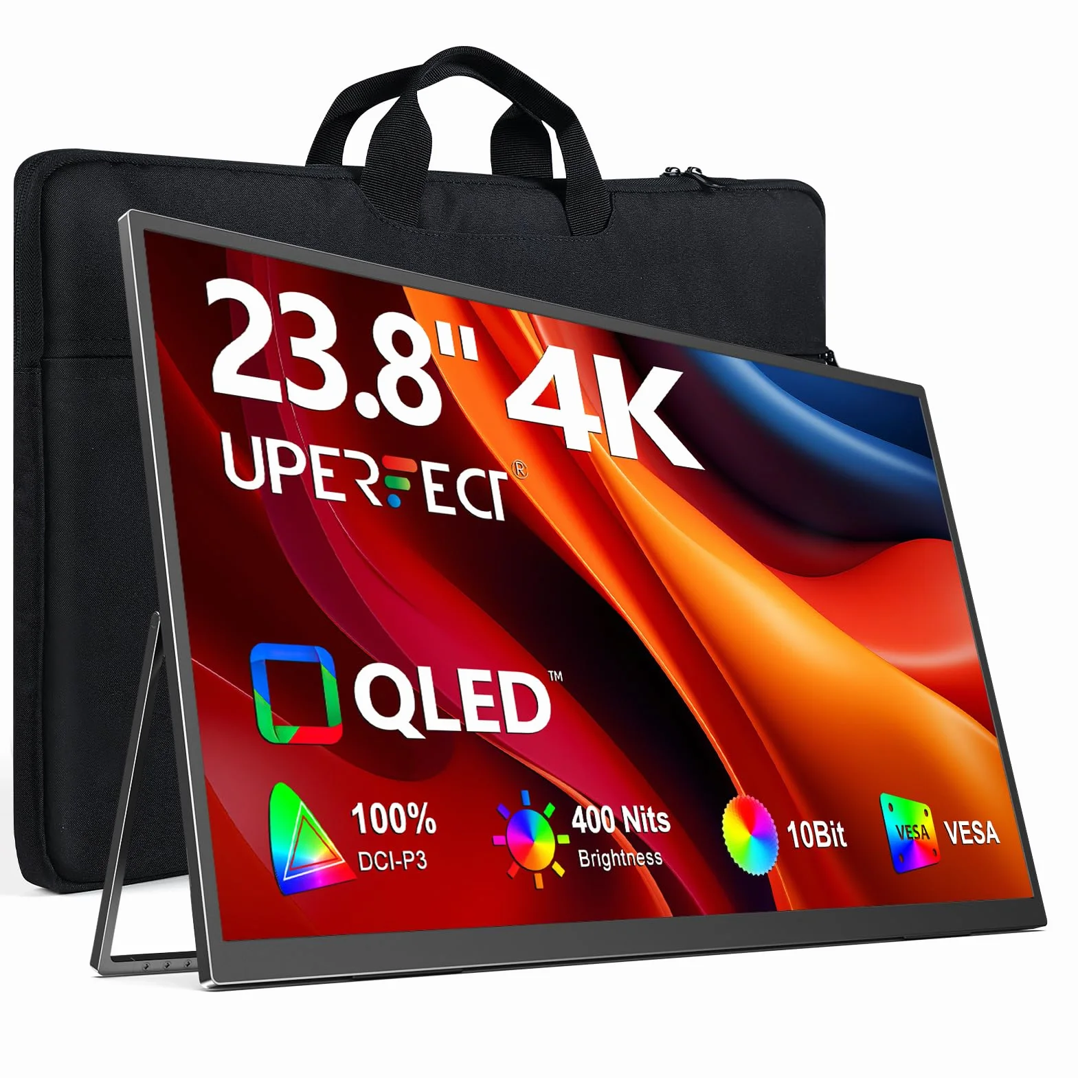 UPERFECT Przenośny monitor 4K UHD 3840x2400 400 nitów 100% sRGB 10-bit kontrast 1300:1 Eye Care USB-C HDMI VESA