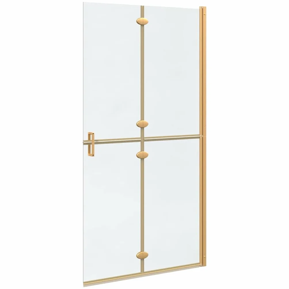 Ścianka prysznicowa Walk-In Gold 100 x 6,5 x 190 cm wykonana z aluminium i szkła hartowanego, składana, do łazienki, ochrona przed pryskaniem do prysznica bez barier i nowoczesna renowacja