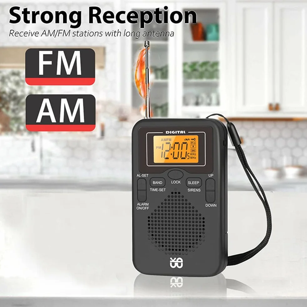 Przenośne radio mini AM FM pogodowe z ekranem LCD odtwarzacz radia cyfrowego