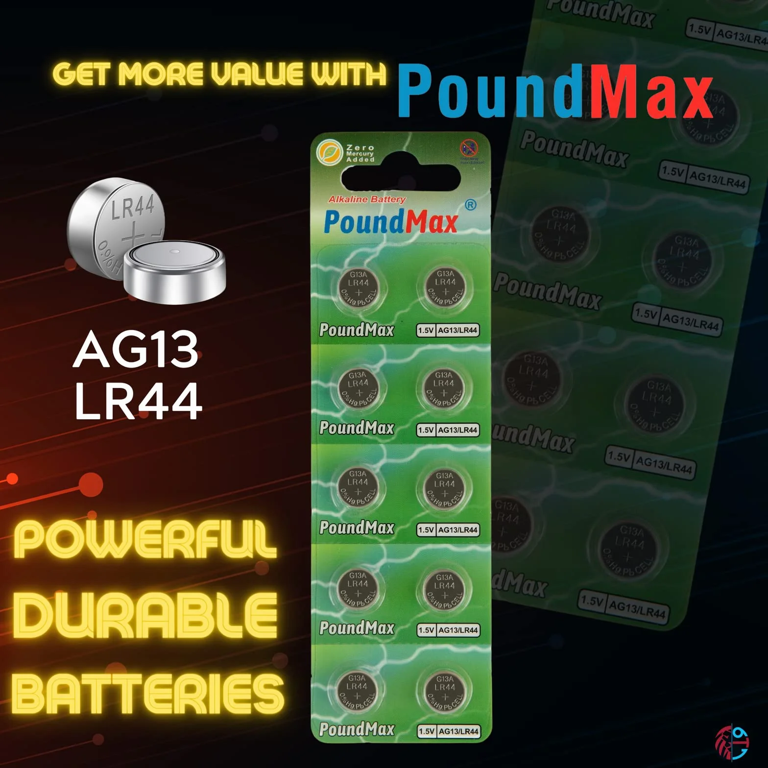 PoundMax AG13 LR44 1,5 V alkaliczna bateria guzikowa