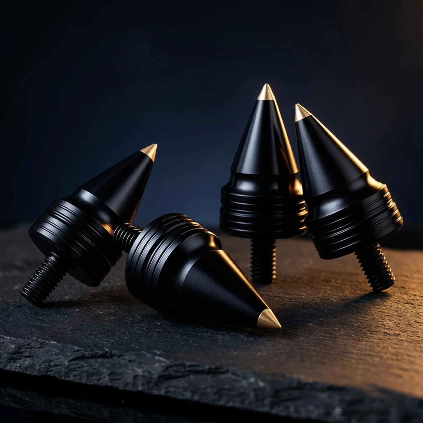 Kolce głośnikowe M6 20 mm 34 mm czarne aluminium mosiężną końcówką zestaw 4 szt. nóżki izolacyjne CNC do głośników HiFi