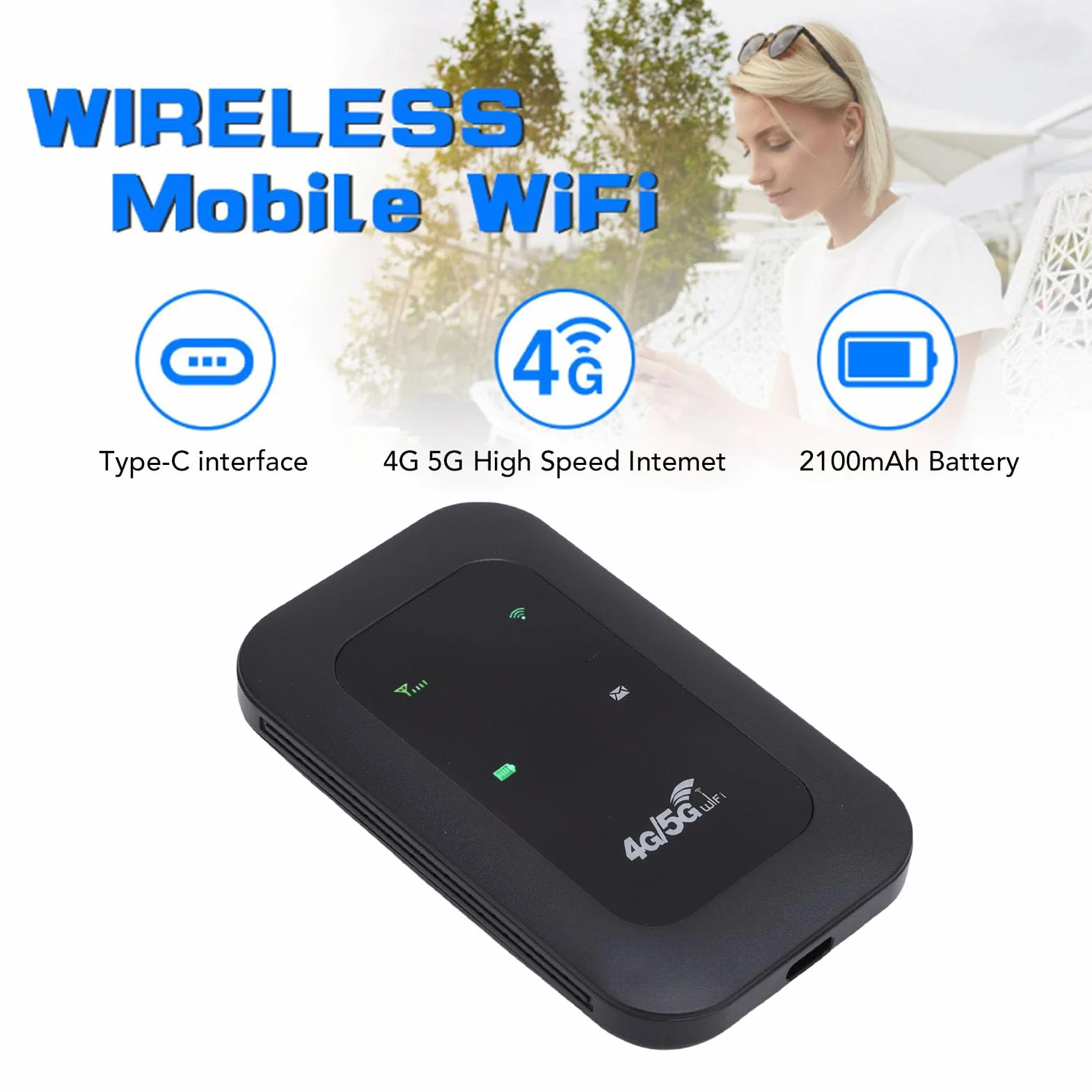 Router 4G 5G WiFi Hotspot 300 Mb/s z baterią 3200 mAh