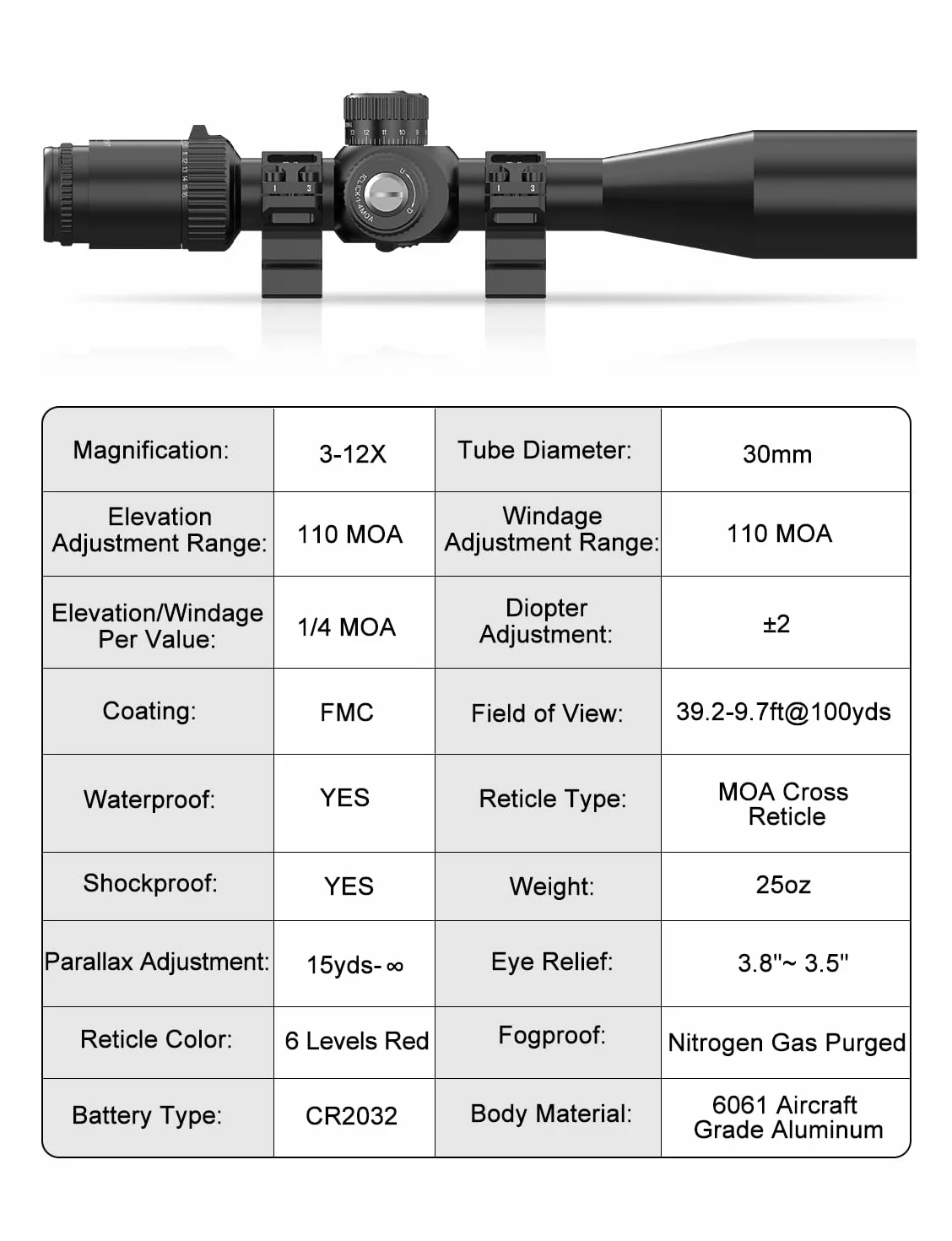 DISCOVERYOPT Luneta celownicza LHD 3-12X42 4-16x44SFIR FFP 30 mm 1/4 MOA