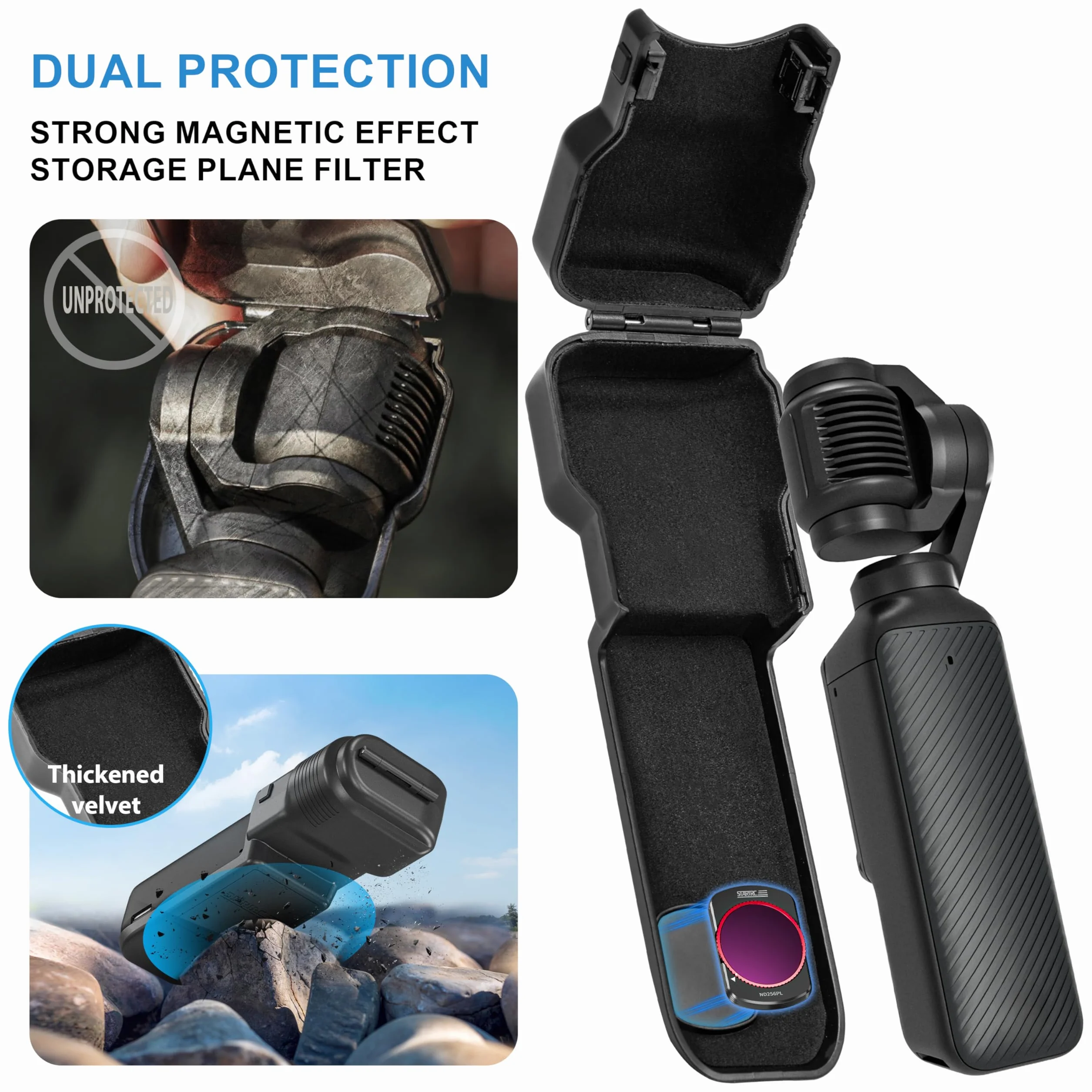 STARTRC Pocket 3 Gimbal pokrowiec ochronny do DJI Osmo Pocket 3 Creator Combo, ochrona przed upadkiem, r?czny ochraniacz ekranu obiektywu aparatu do DJI Pocket 3 akcesoria（NOT for POKECT4）