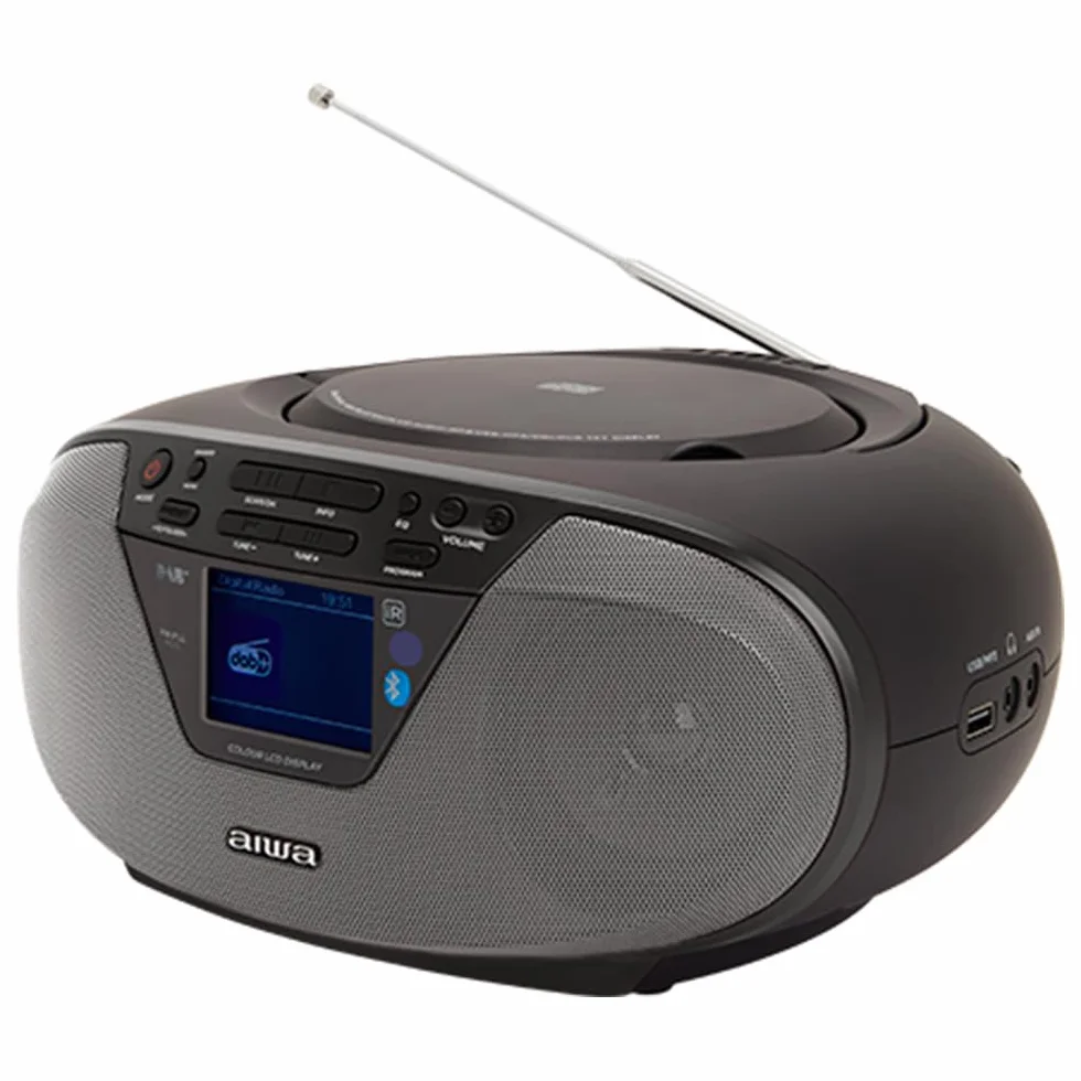 Aiwa BBTU-500DAB/BK przenośne radio CD Dab+ Bluetooth 5.0 kolorowy wyświetlacz 2,4" czarny