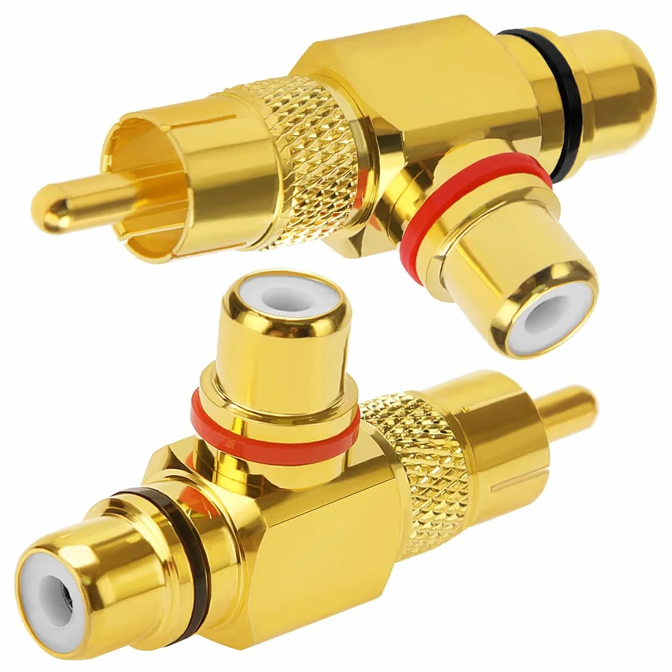 KUOQIY Rozdzielacz RCA Męski na 2 Żeński Adapter 2 Sztuk