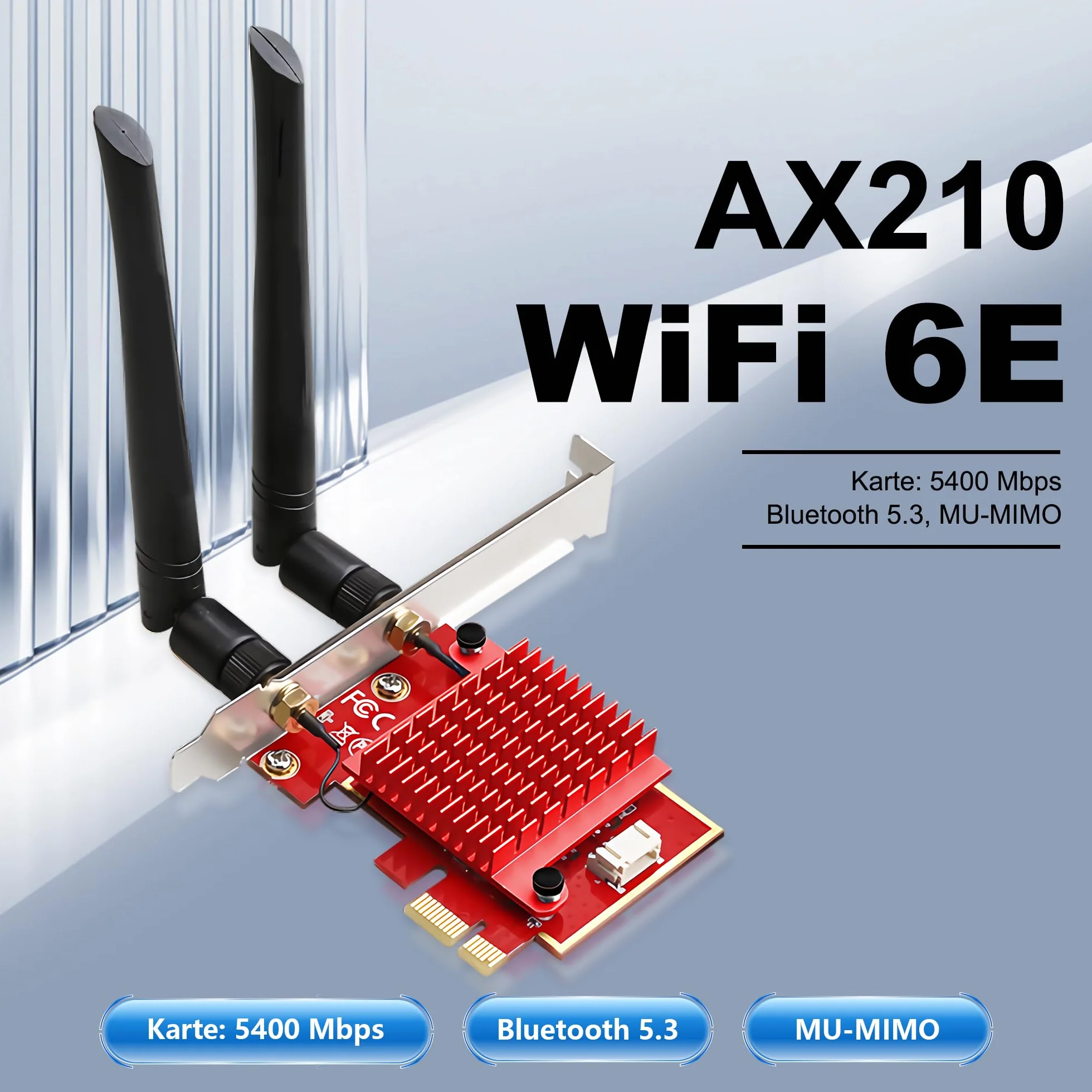 Karta sieciowa WiFi 6E PCIe Intel AX210 5400 Mbps Tri-Band Bluetooth 5.3