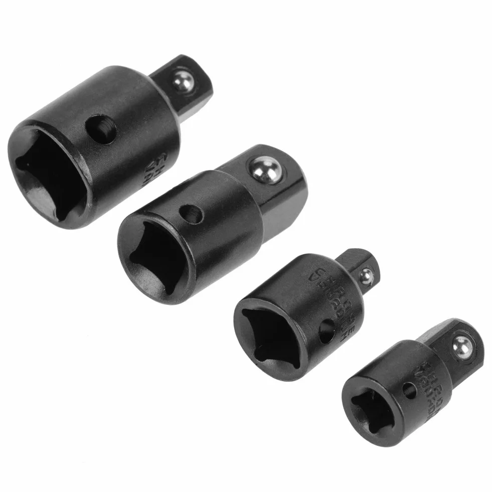 Zestaw adapterów nasadowych i reduktorów ze stali chromowo-wanadowej – 1/10.2 cm, 3/20.3 cm, 1/5.1 cm, adapter klucza grzechotkowego, zestaw do konwersji rozszerzeń (czarny)