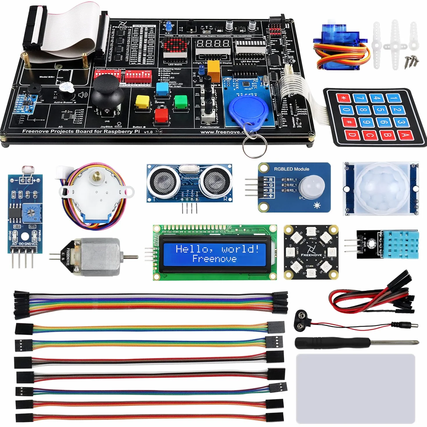Freenove Projects Kit for Raspberry Pi 5 4 B 3 B+ 400 Zero 2 W, Simple Wiring, 860-Page Detailed Tutorial, Python C Java Scratch Processing Code, 132 Projects (Raspberry Pi NOT Included)