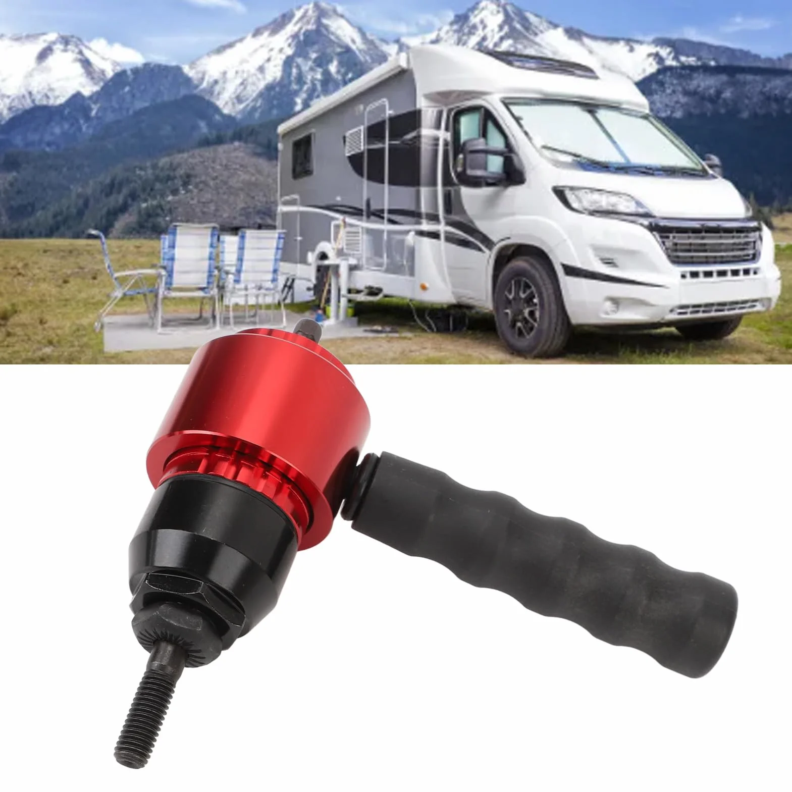 Wiertarka Akumulatorowa Elektryczny Adapter do Nitownicy Zestaw Adapterów do Wierteł do Nitonakrętek Wszechstronny, Przenośny Łatwy w Użyciu Adapter do Wiertarki do Nitonakrętek do Pojazdów Kempingowy