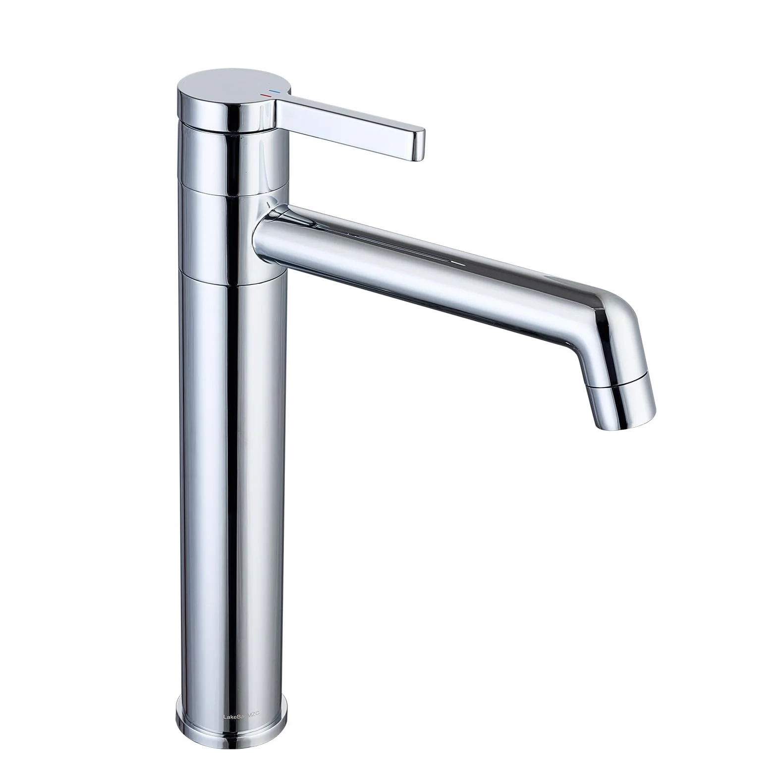 Wysoki kran łazienkowy w chromie o wysokości dyszy 203 mm, armaty z mosiądzu z krzyżem obrótnym o 360° – armaty do umywalki, przeznaczona dla łazience oraz toalety gościnnej