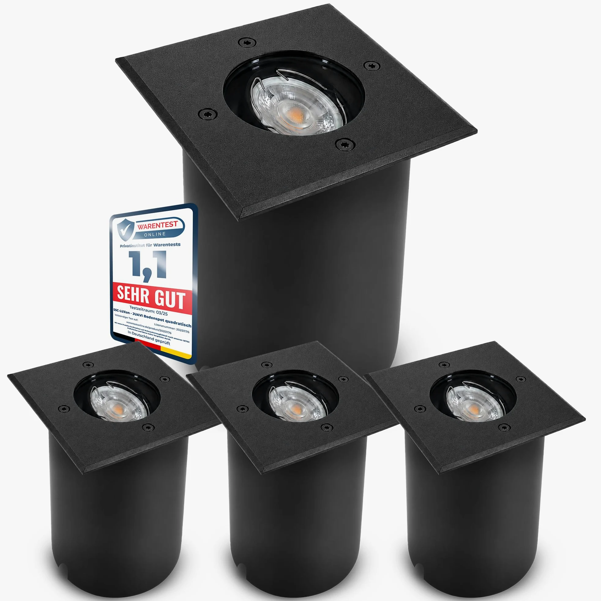 SSC-LUXon JUAVI reflektor sufitowy, okrągły, zewnętrzny, IP67, obrotowy, do zabudowy, srebrny GU10, oświetlenie podłogowe 230 V, do ogrodu, na taras i podjazdy