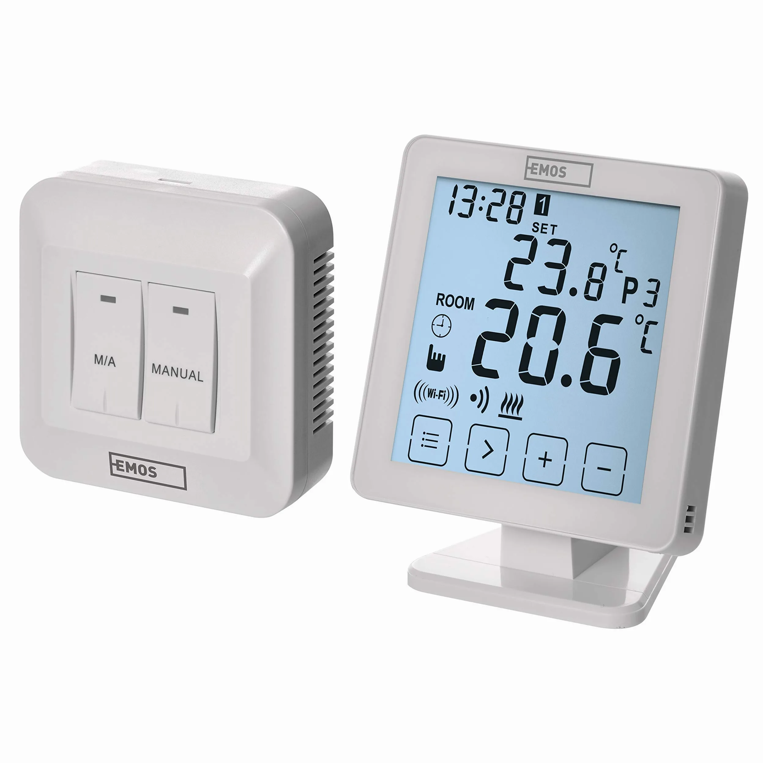 EMOS P5623 WiFi termostat pokojowy/programowalny inteligentny termostat do systemów ogrzewania, ogrzewania wody i systemów chłodzenia/regulator temperatury pomieszczenia z aplikacją sterowania iOS/Android, biały