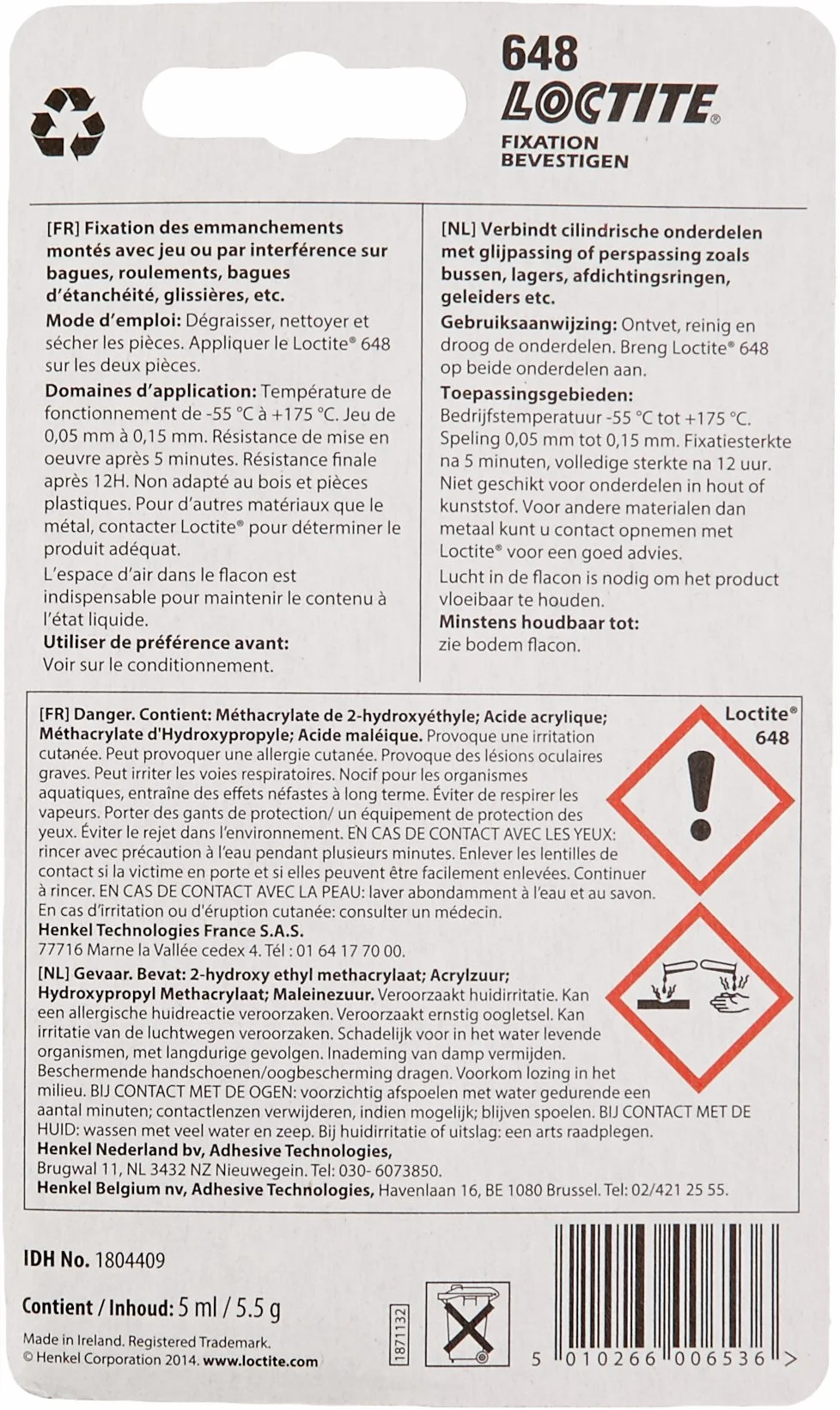 Loctite 1804409 blok mocujący produkt zmontowany Premium 648, zielony, 5 ml
