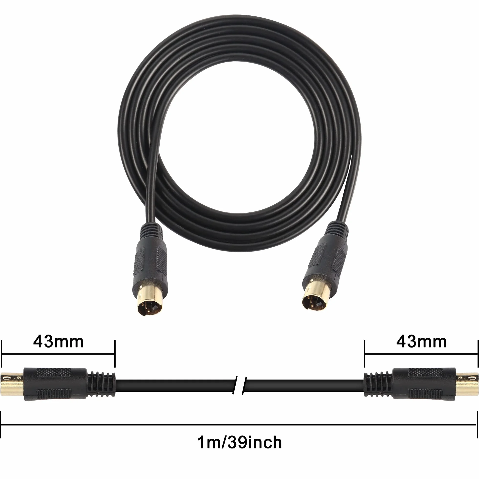 XMSJSIY Kabel S-Video, Mini-Din 4-pinowy SVideo (SVHS) męski na męski, pozłacany przedłużacz przedłużacz kabla do telewizora/HDTV/DVD/VCR/kamery (1 m)