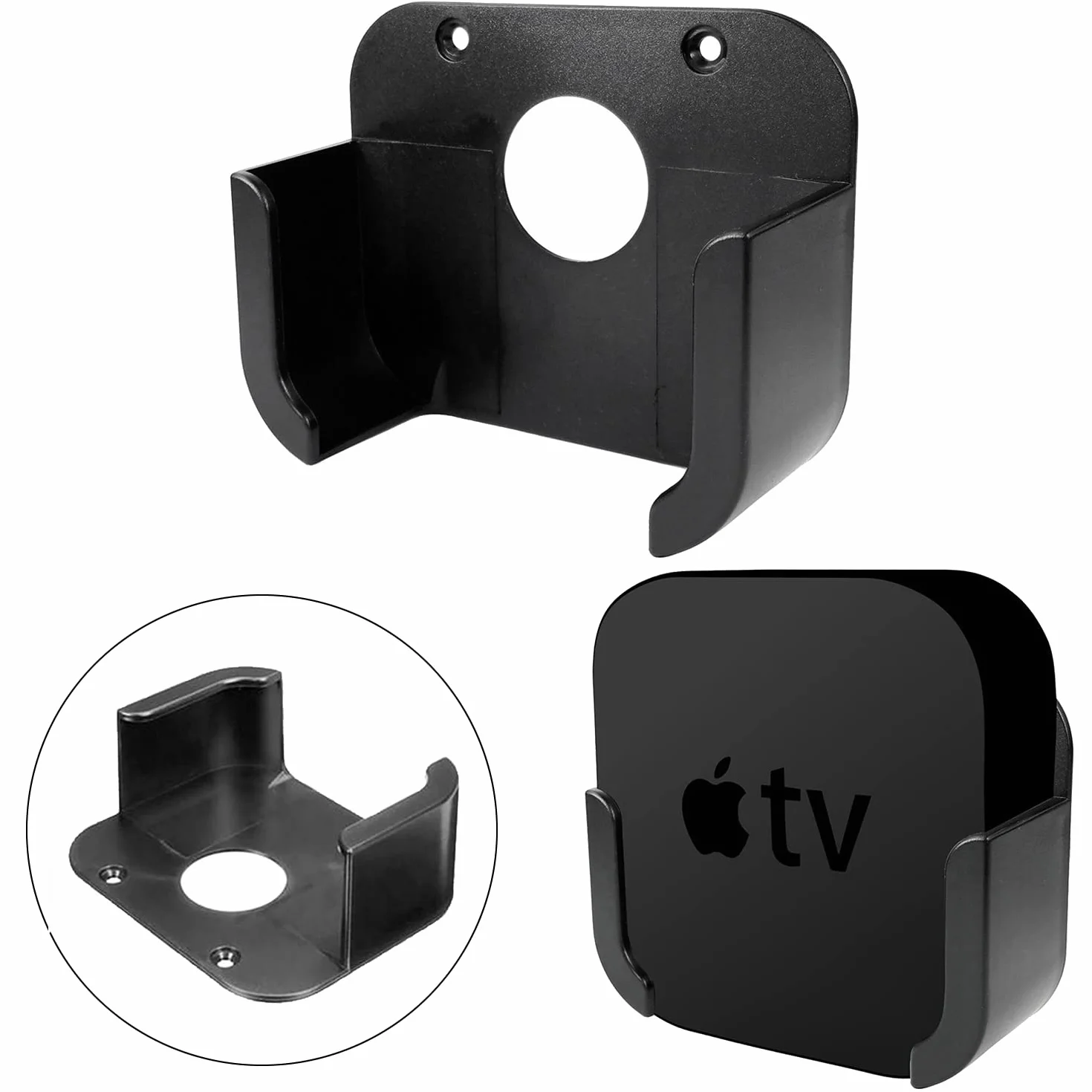 Pinowu Uchwyt na Ścianę do Apple Smart TV 4/4K z Etui Siri Remote 4th Gen Czarny