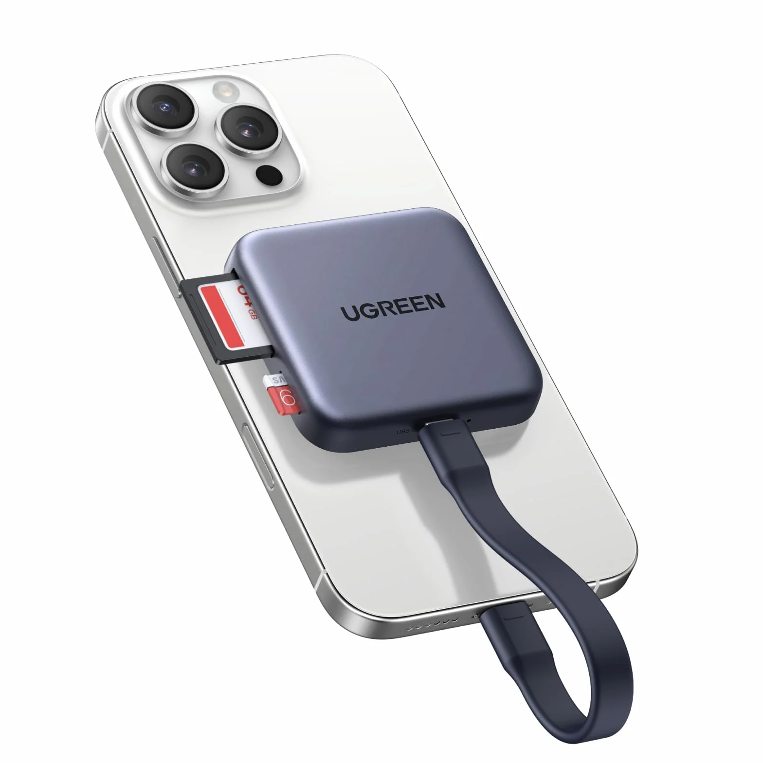 UGREEN USB C Czytnik kart SD Magnetyczny czytnik kart SD 4.0 Czytnik kart pamięci z portem USB C 100 W, transfer danych 312 MB/s Kompatybilny z serią iPhone 17 i innymi urządzeniami