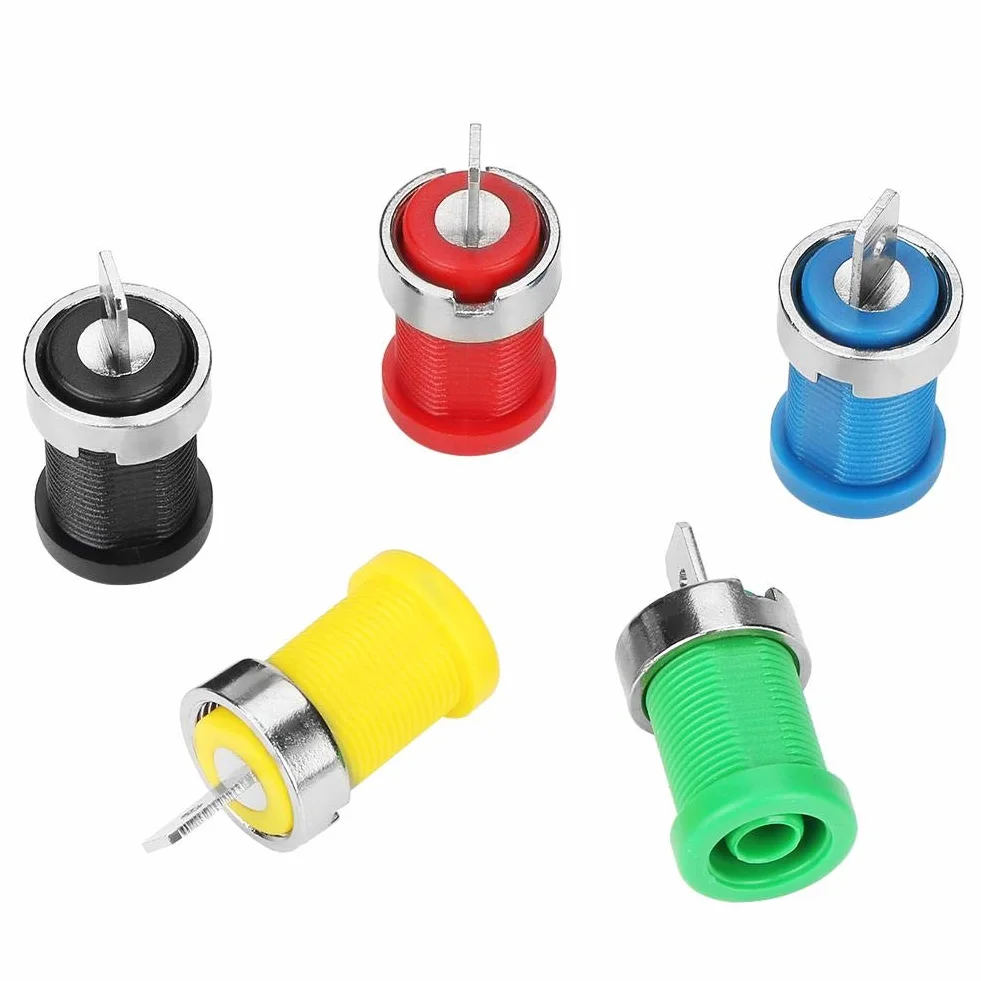 10pcs Prise Banane Jack Couleur Mixte Connecteurs Fiche Banane 4.0mm Connecteur pour montage sur Panneau Prise de Reliure de Sonde