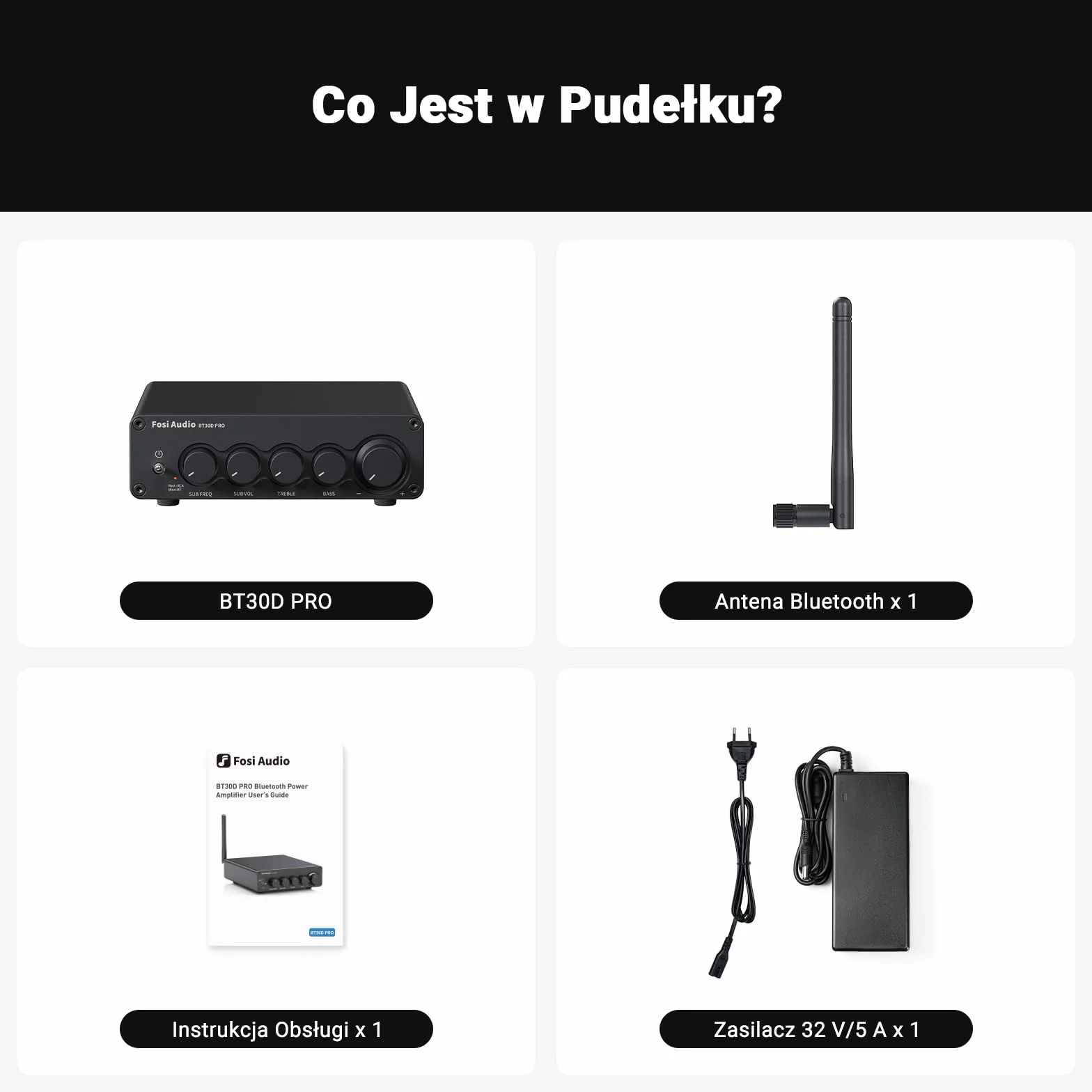 Fosi Audio BT30D Pro TPA3255 Hi-Fi Bluetooth 5.0 Stereo Audio Wzmacniacz odbiornika 2.1-kanałowy wzmacniacz zintegrowany klasy D 165Wx2+350W do domu Na zewnątrz Pulpit Głośniki półkowe/Subwoofery