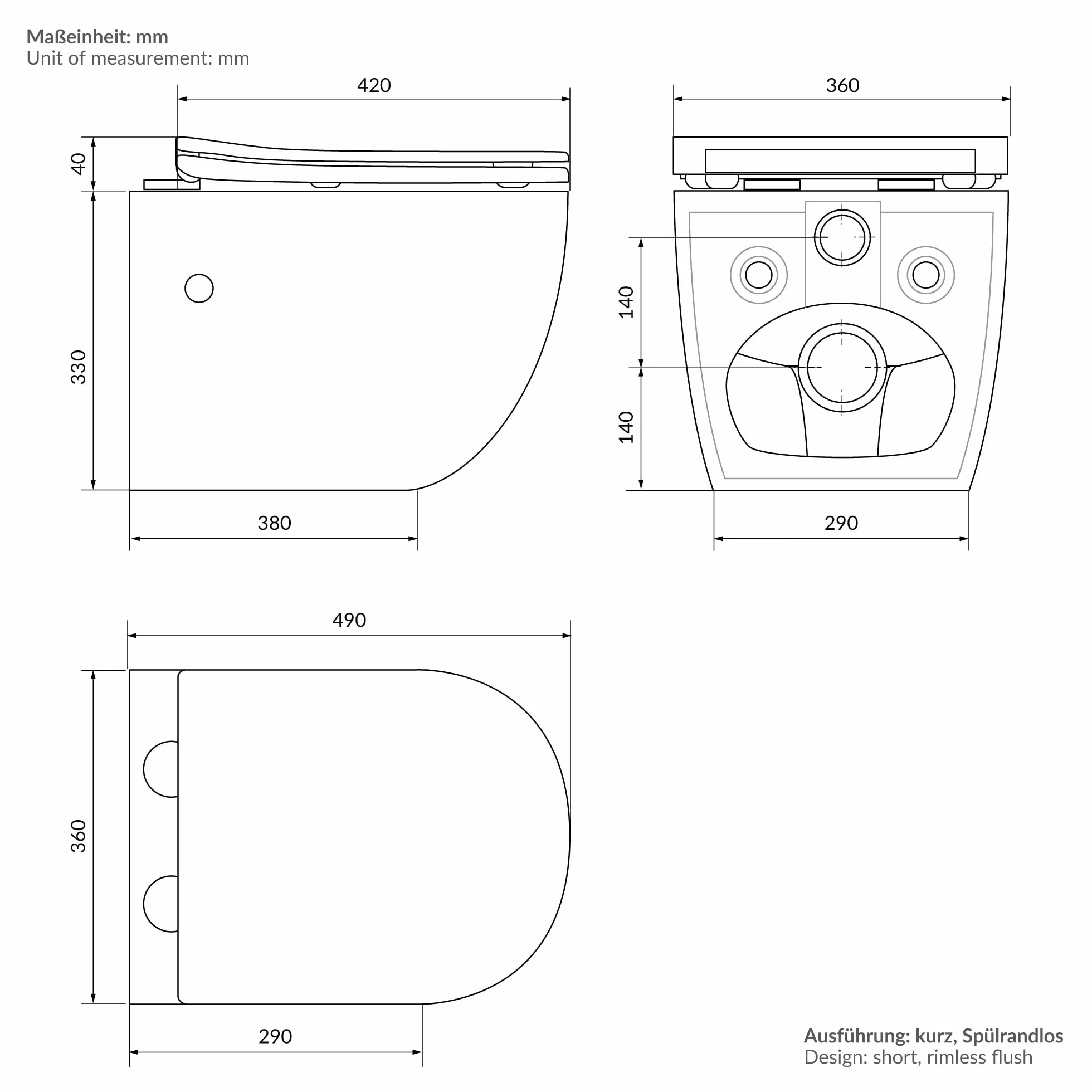 LuxeBath Toaleta podwieszana bez kolnierza kompaktowa 49 cm biala z funkcja bidetu powloka nano ceramiczna z wyjmowana deska Duroplast z wolnym opadaniem efekt lotosu latwa w utrzymaniu czystosci
