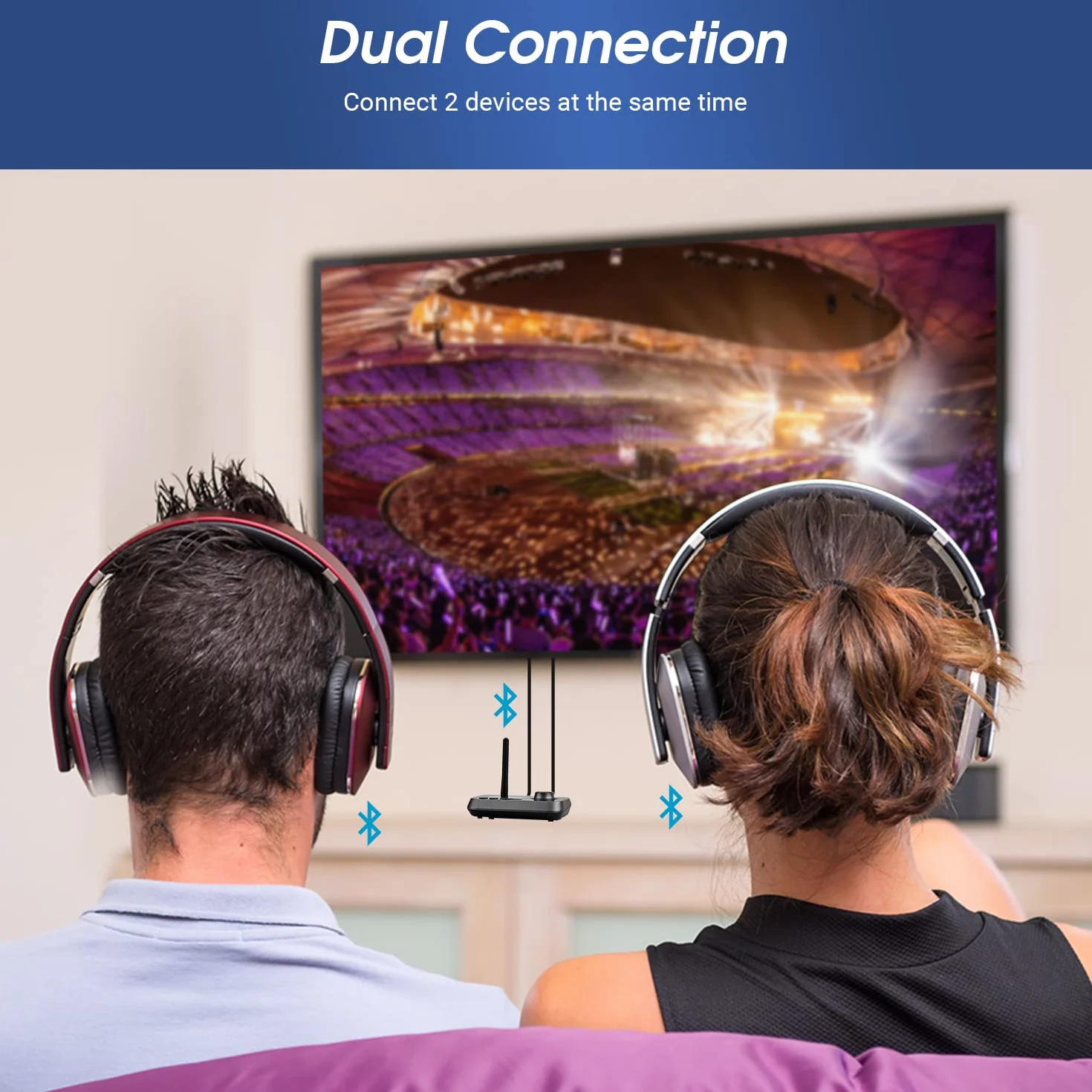 August MR280 Podwójny Nadajnik Odbiornik Audio Bluetooth do telewizora Słuchawek i HiFi – Multipoint, Bluetooth 5, stereo, gniazdo optyczne RCA 3,5 mm Zasilany z sieci USB-C dla 2 urządzeń