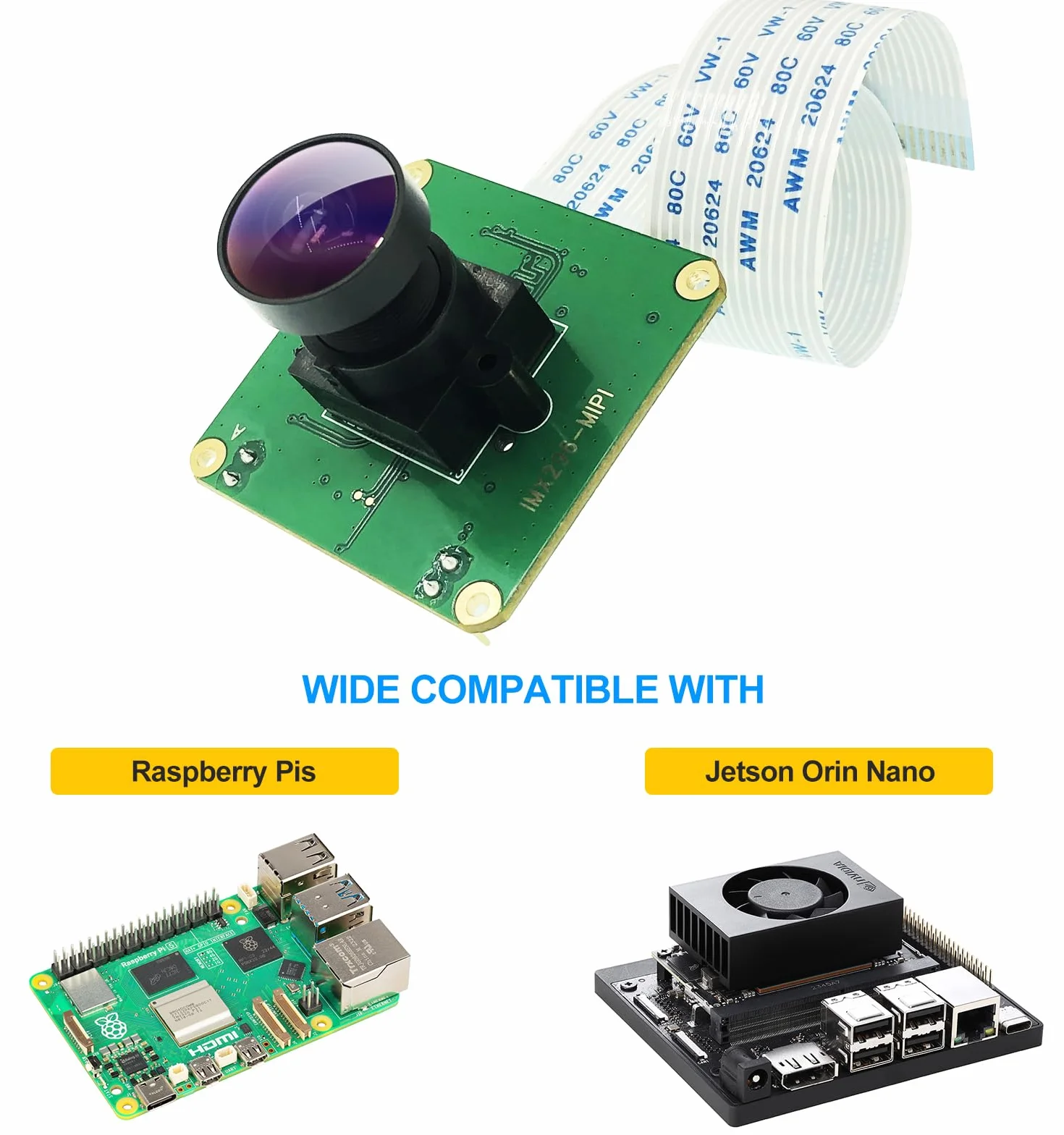 InnoMaker Moduł Kamery GS Czujnik Koloru IMX296 1,58 MP 60 kl./s 1456x1088 Pikseli Kompatybilny z Raspberry Pi