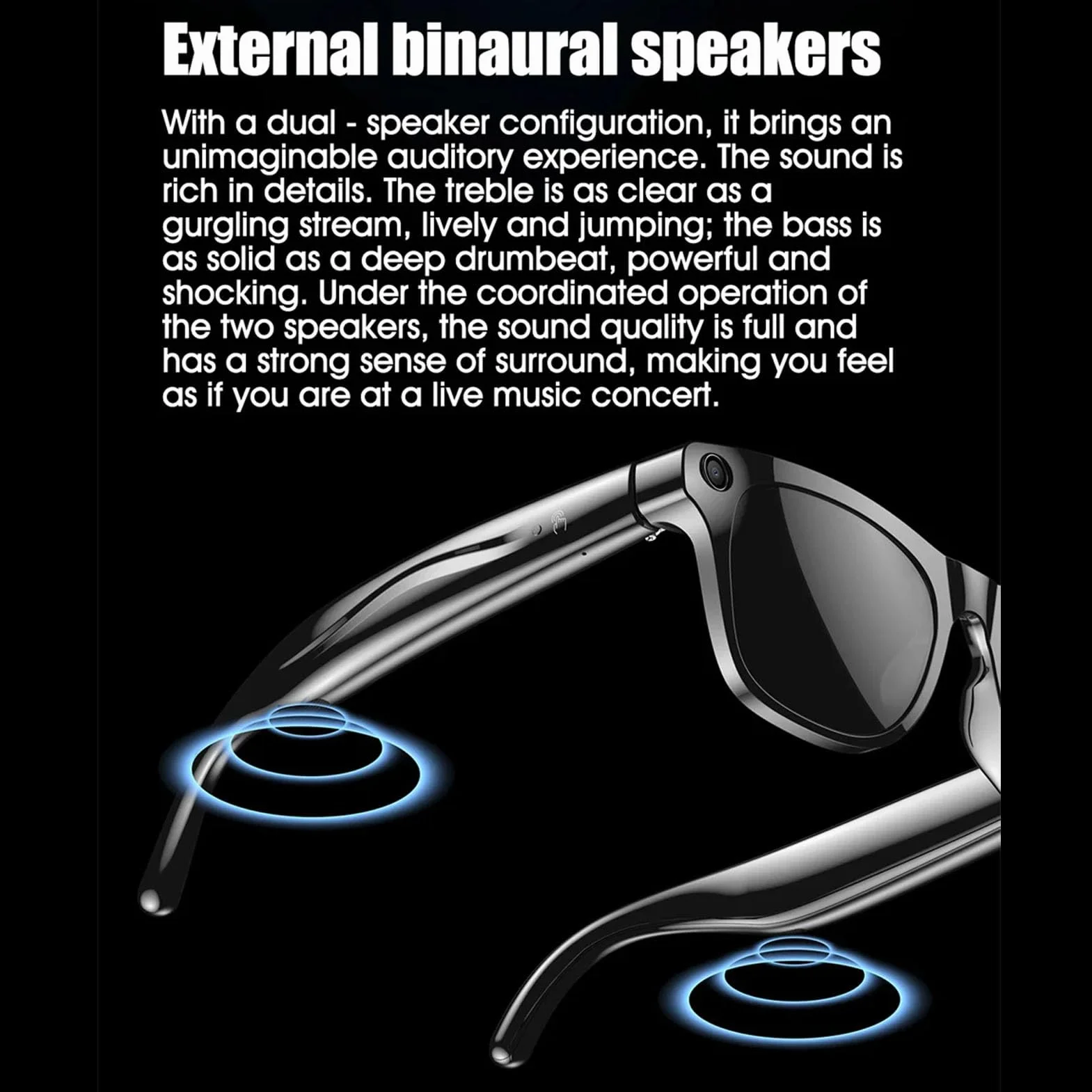 Tosuny Inteligentne Okulary z kamerą 4K Bluetooth 5.4 Tłumaczenie AI Asystent Głosowy (Czarne)