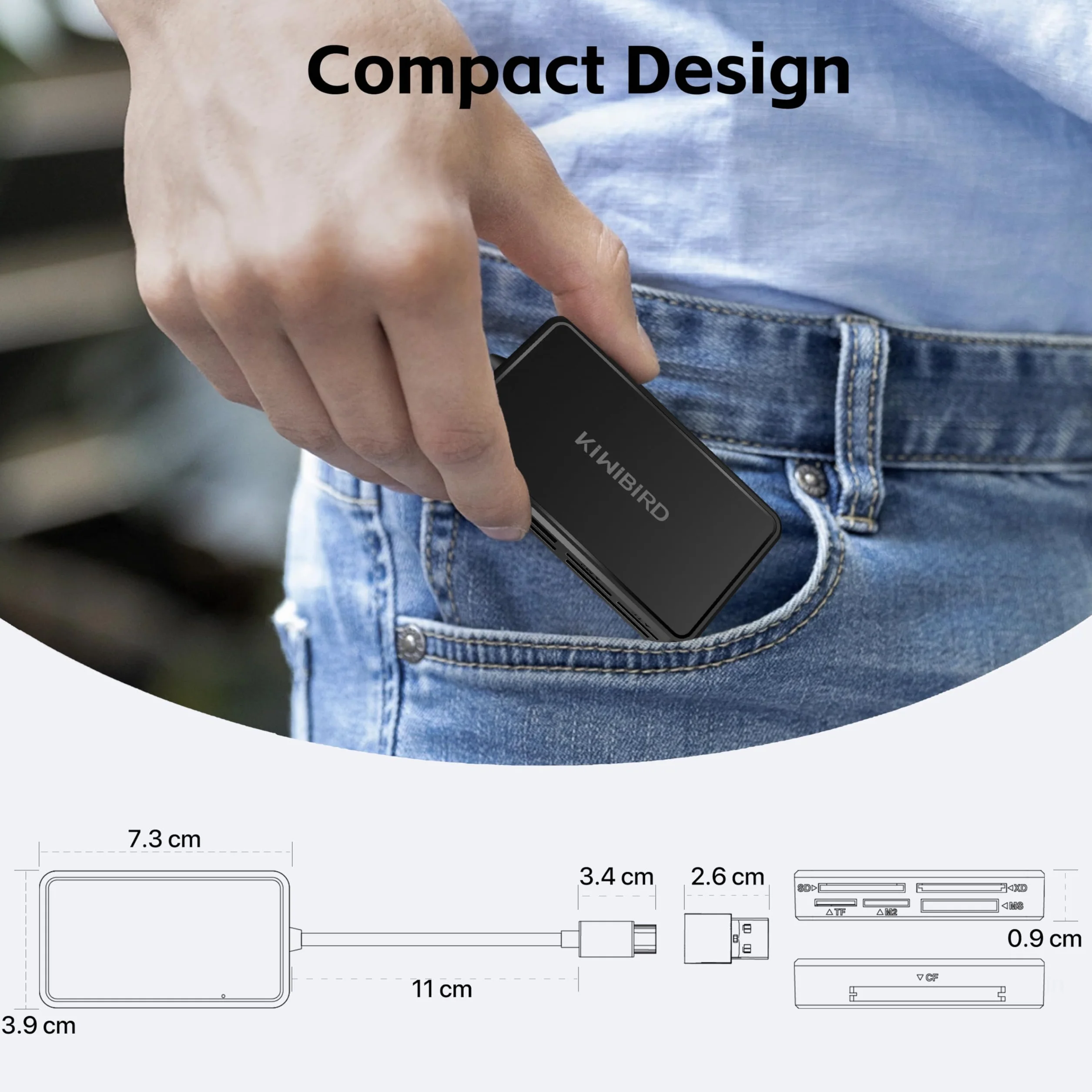 KiWiBiRD Czytnik kart SD USB C Compact Flash CF adapter do Memory Stick Pro Duo XD M2 MS TF microSD