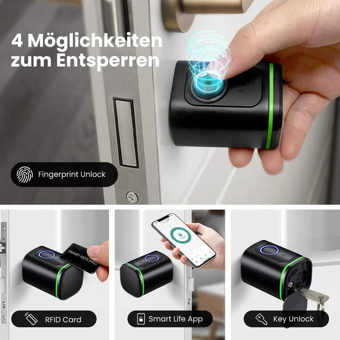 AVATTO Inteligentny elektroniczny zamek do drzwi, cylinder 70 mm (35/35) z odciskiem palca, 2 klucze, karta IC, kontrola aplikacji Smart Life/Tuya, Bluetooth, zamek cylindryczny