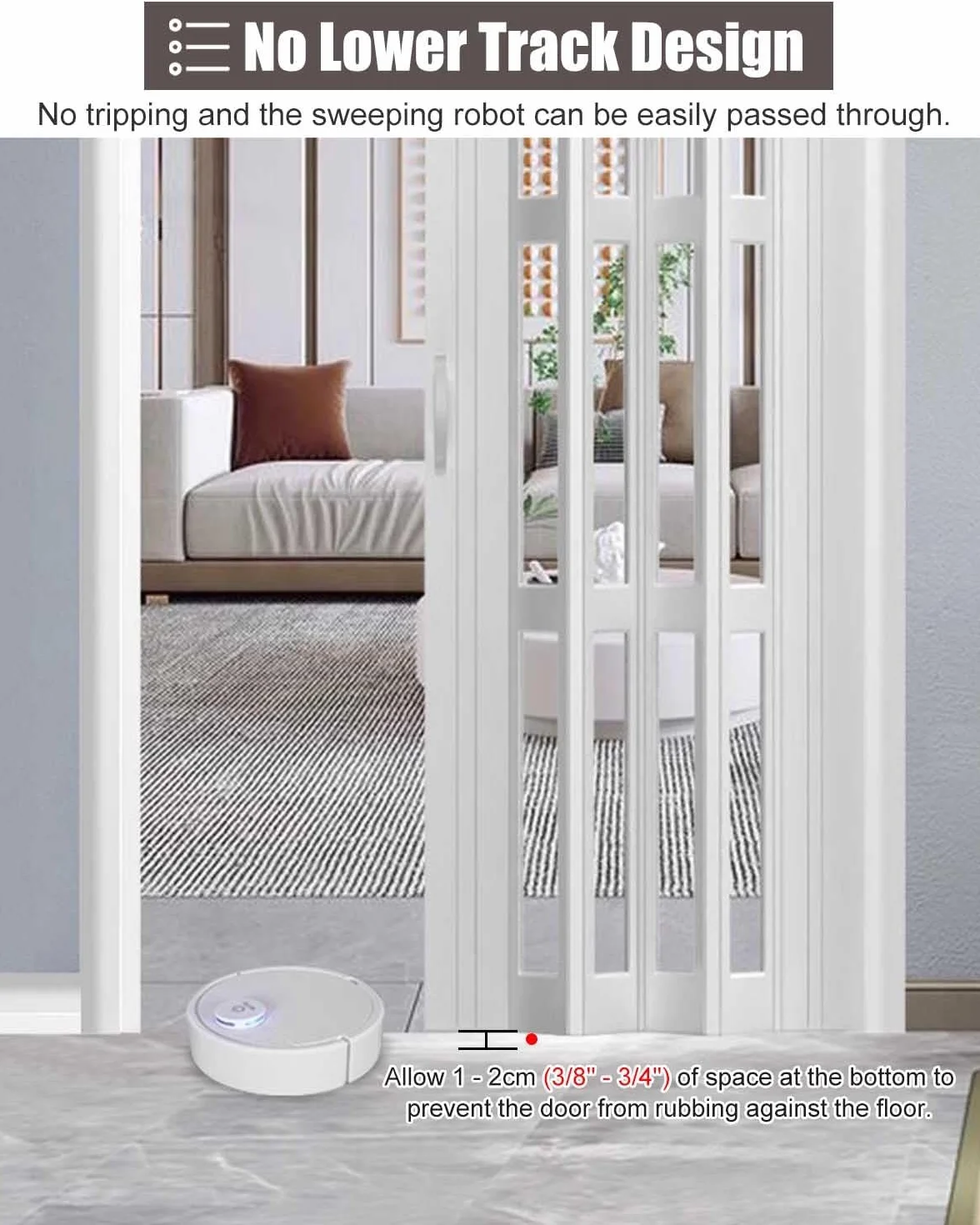 Concertina składane drzwi przesuwne, montaż bez wiercenia, z taśmą klejącą, nowoczesny design do wewnętrznego wejścia lub szafy