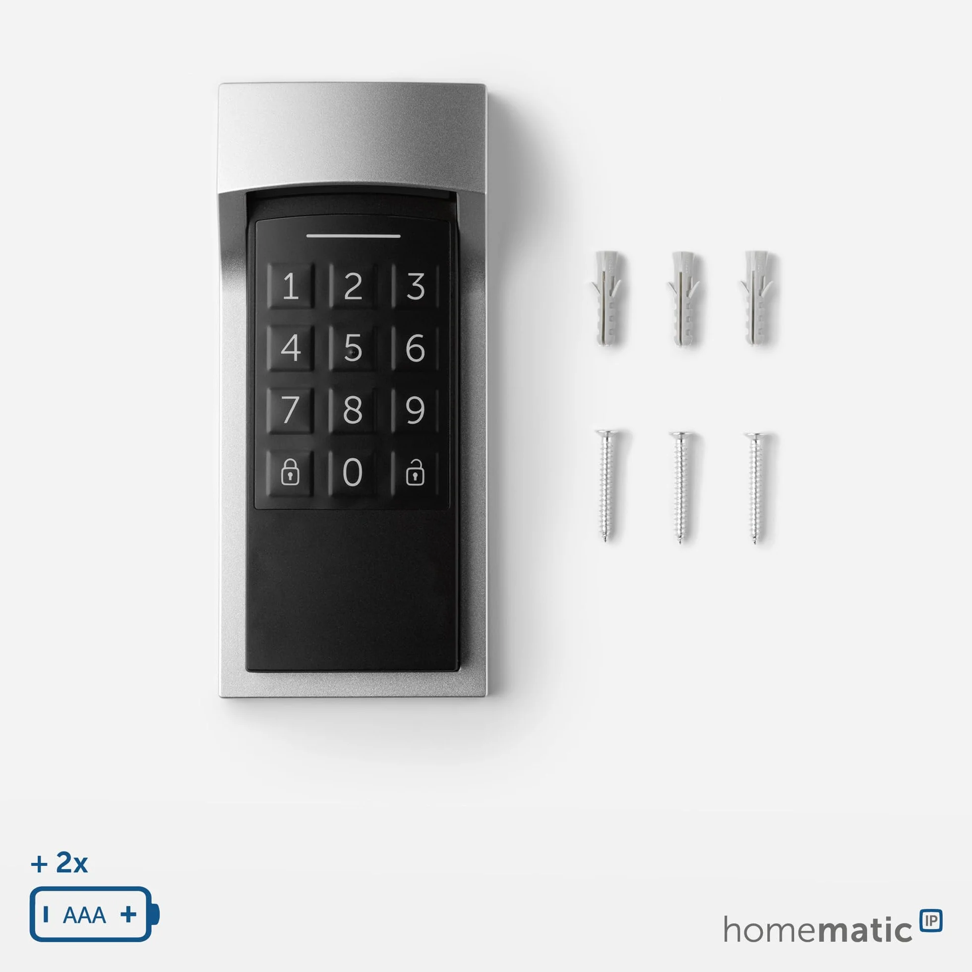 Homematic IP Smart Home Keypad, zamek szyfrowy do drzwi wejściowych z funkcją aplikacji, otwieranie i zamykanie za pomocą kodu numerycznego, rozszerzenie do napędu zamka drzwi Homematic IP 156424A0