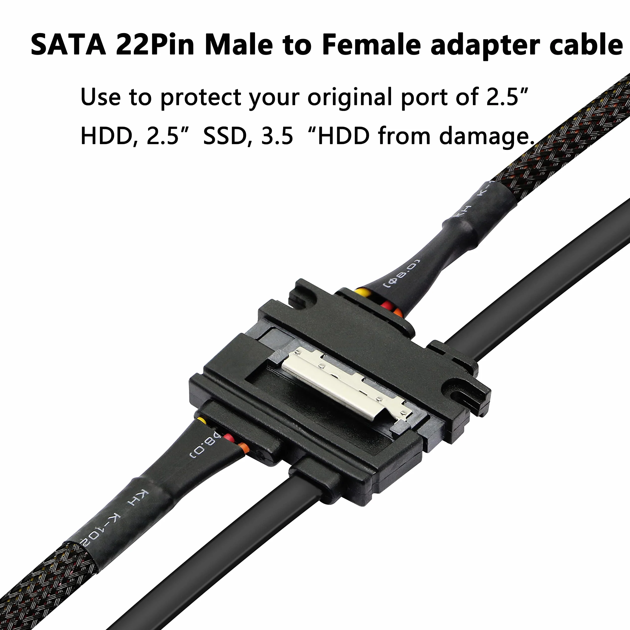 Przedłużacz SATA 50 cm 22-pinowy (7+15) SATA3.0 6 Gb/s męski-żeński z blokadą