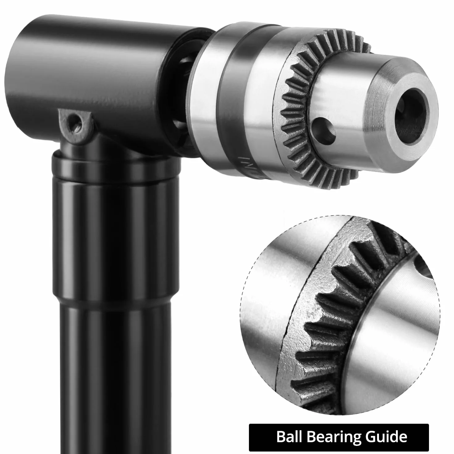 QWORK® Adapter do wierteł kątowych, uchwyt kątowy 90°, uchwyt wiertarski 0,8-10 mm, stop aluminium, maksymalny moment obrotowy 25 Nm