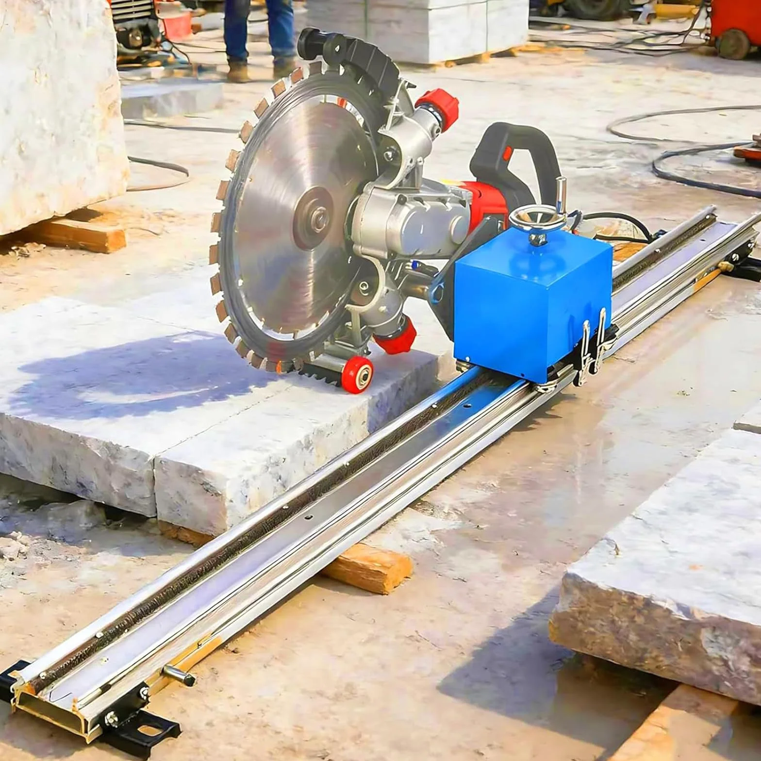 Automatyczna szyna do cięcia betonu ze zdalnym sterowaniem solidna aluminiowa szyna prowadząca, regulowana głębokość, obrotowa podstawa do ścian, płyt i zbrojenia 3m
