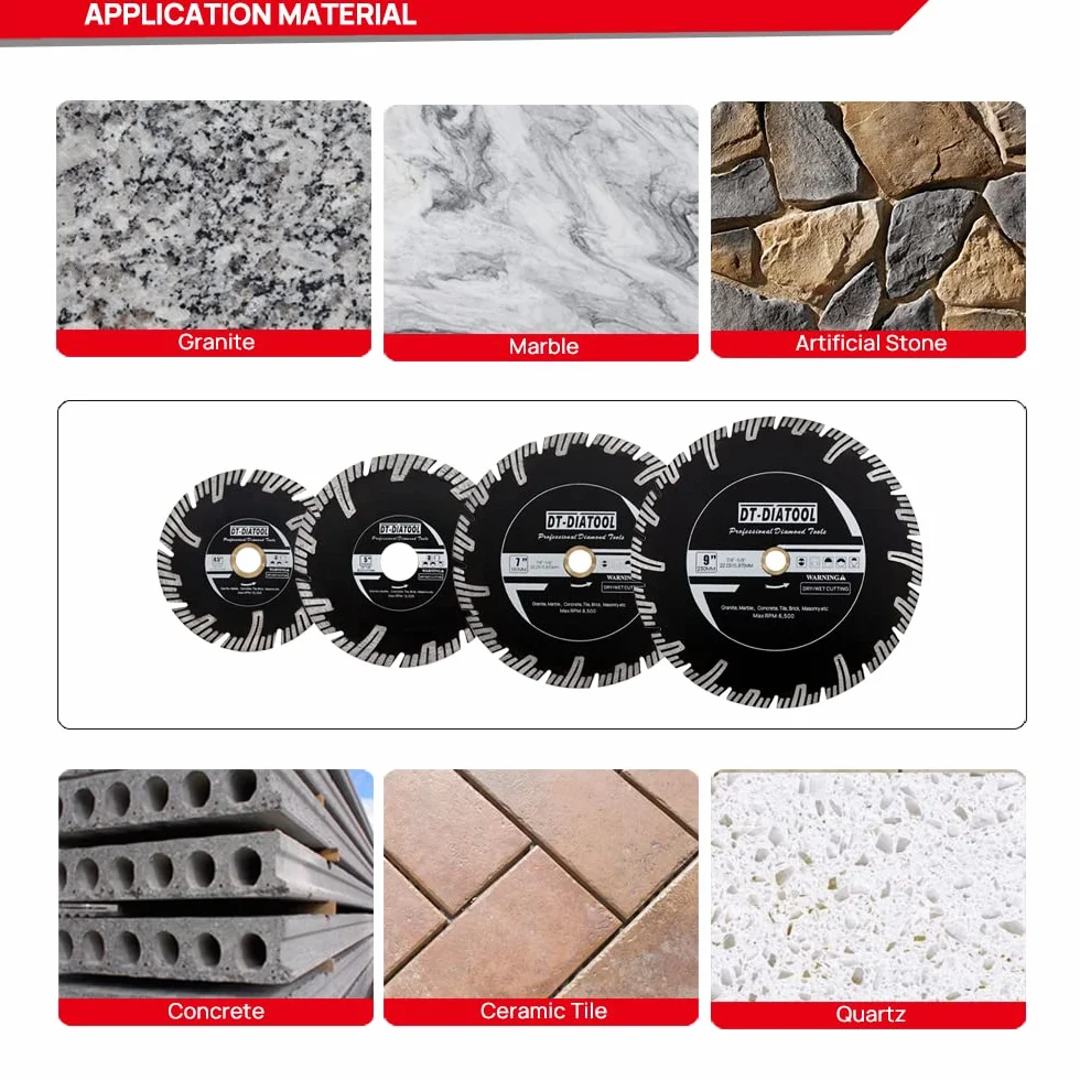 DT-DIATOOL Diamentowa tarcza do piły granitowej, 125 mm, tarcza tnąca do piły tarczowej, marmuru, sztucznego kamienia, betonu, 5 szt