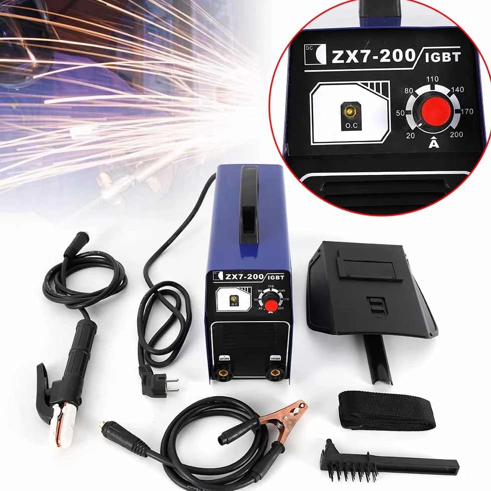 Elektryczna spawarka inwerterowa IGBT 220 V MMA zestaw IP21S spawarka jednofazowa – dane techniczne: 20-120 A, elektrody 1-2,5 mm, 7,7 kVA, IP21S