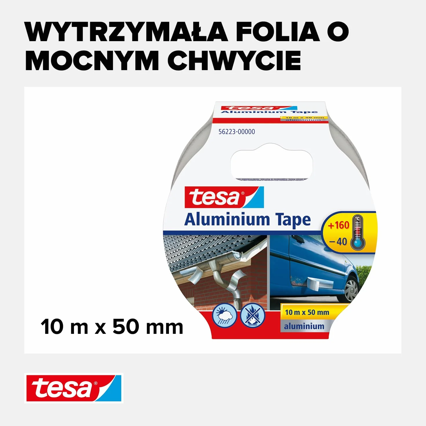 Tesa 56223-00000-11 Samoprzylepna Taśma Aluminiowa, Srebrny, 10 m x 50 mm