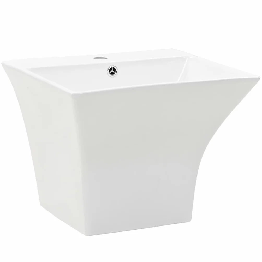vidaXL Umywalka ścienna, ceramiczna, biała, 500 x 450 x 410 mm