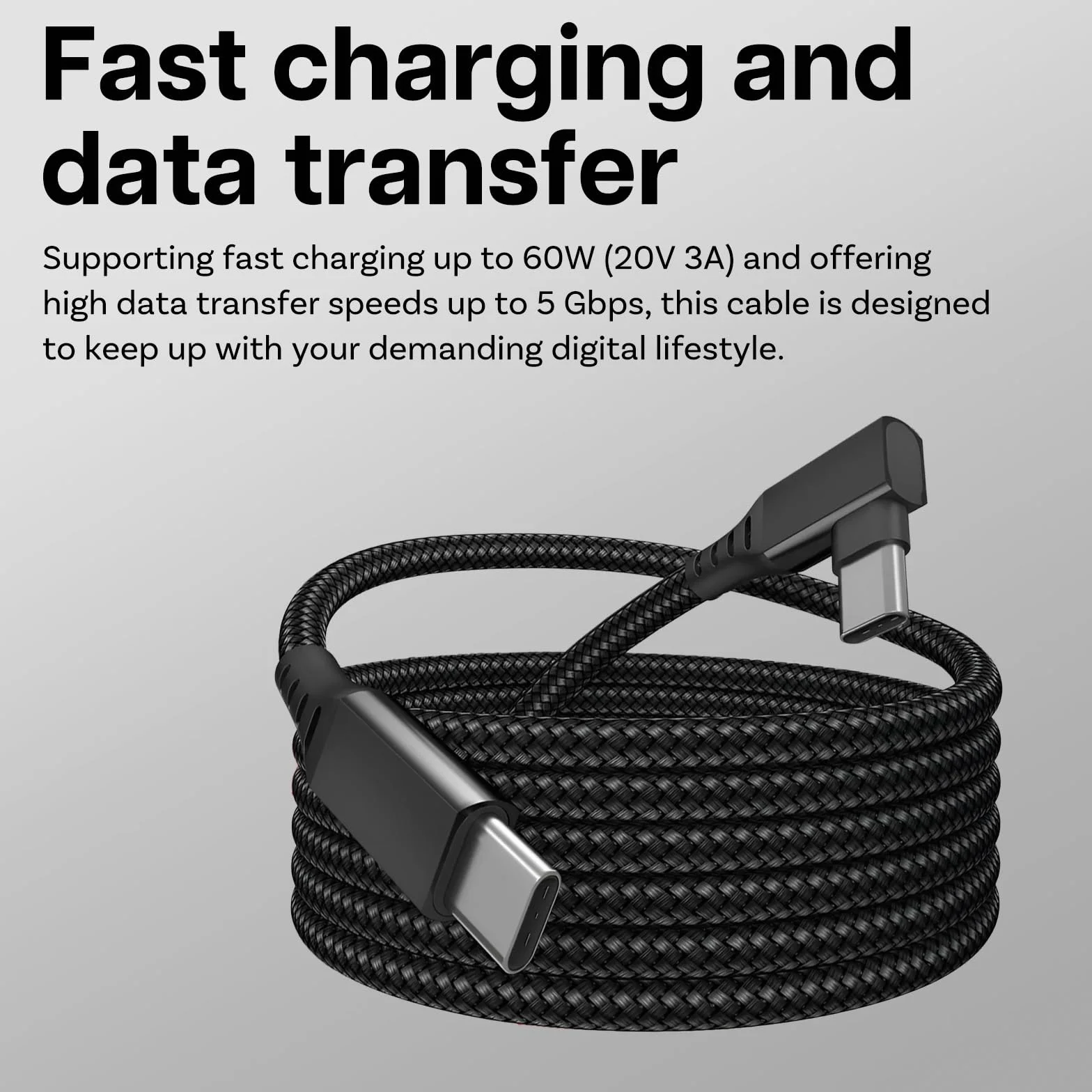 MMOBIEL Kabel USB-C na USB-C do Meta Quest 3S/3/2/Pro, Pico 4 Ultra/4 i PC/Steam VR 5m Czarny