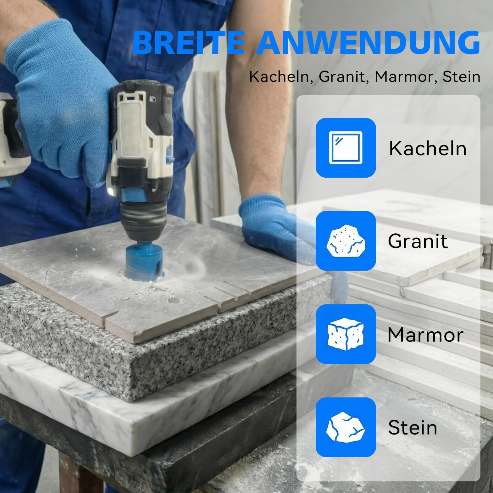 Diamentowe wiertła do płytek, zestaw 11-częściowy, 6-68 mm, z wiertłami centrującymi, lutowane próżniowo, profesjonalne wiertło rdzeniowe do płytek, porcelany, ceramiki, szkła, marmuru
