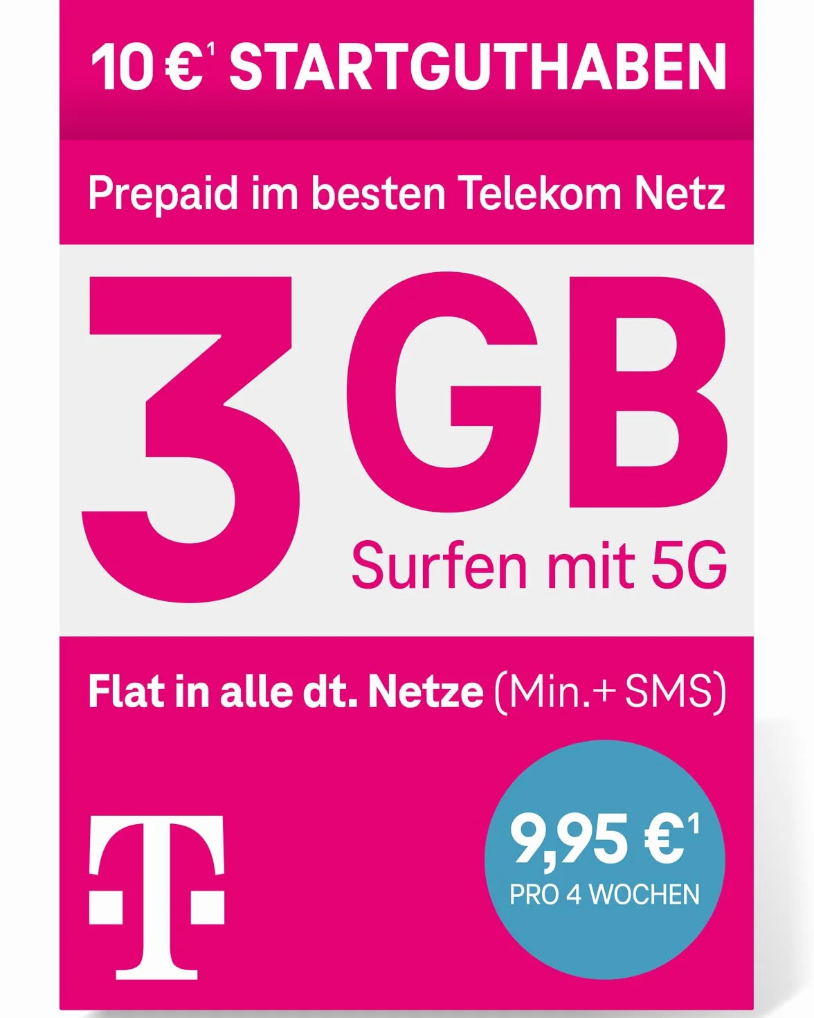 Telekom MagentaMobil Prepaid M karta SIM 5G 3 GB Allnet Flat roaming UE 10 EUR