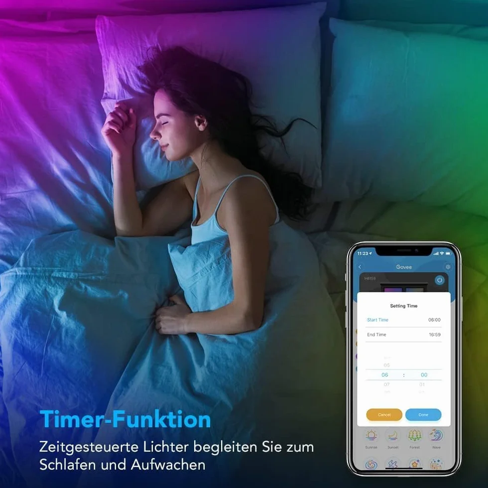 Govee taśma RGB LED WiFi, z możliwością sterowania aplikacją, zmianą kolorów i synchronizacją muzyki, współpracuje z Alexa i Google Assistant, 5 m